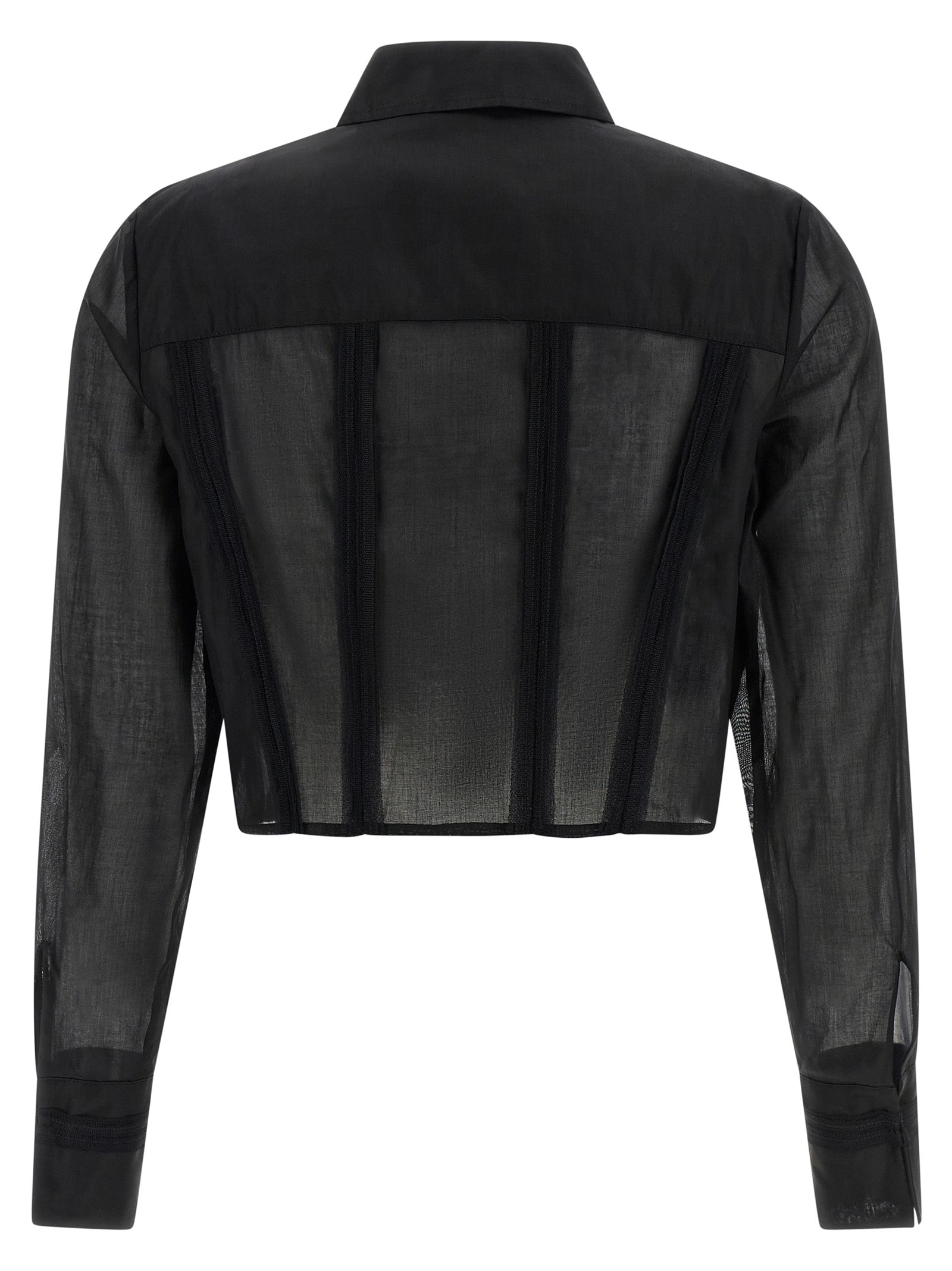 Elisabetta Franchi Logo Embroidery Maxi Crop Shirt