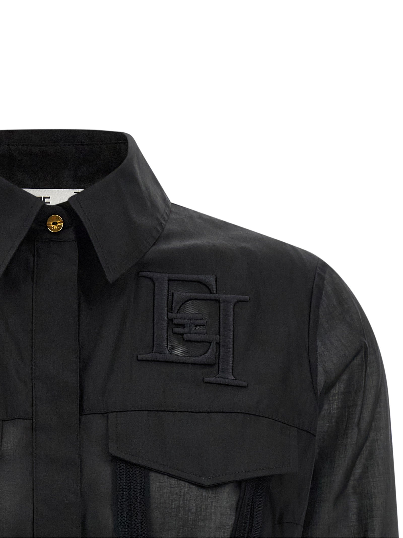 Elisabetta Franchi Logo Embroidery Maxi Crop Shirt