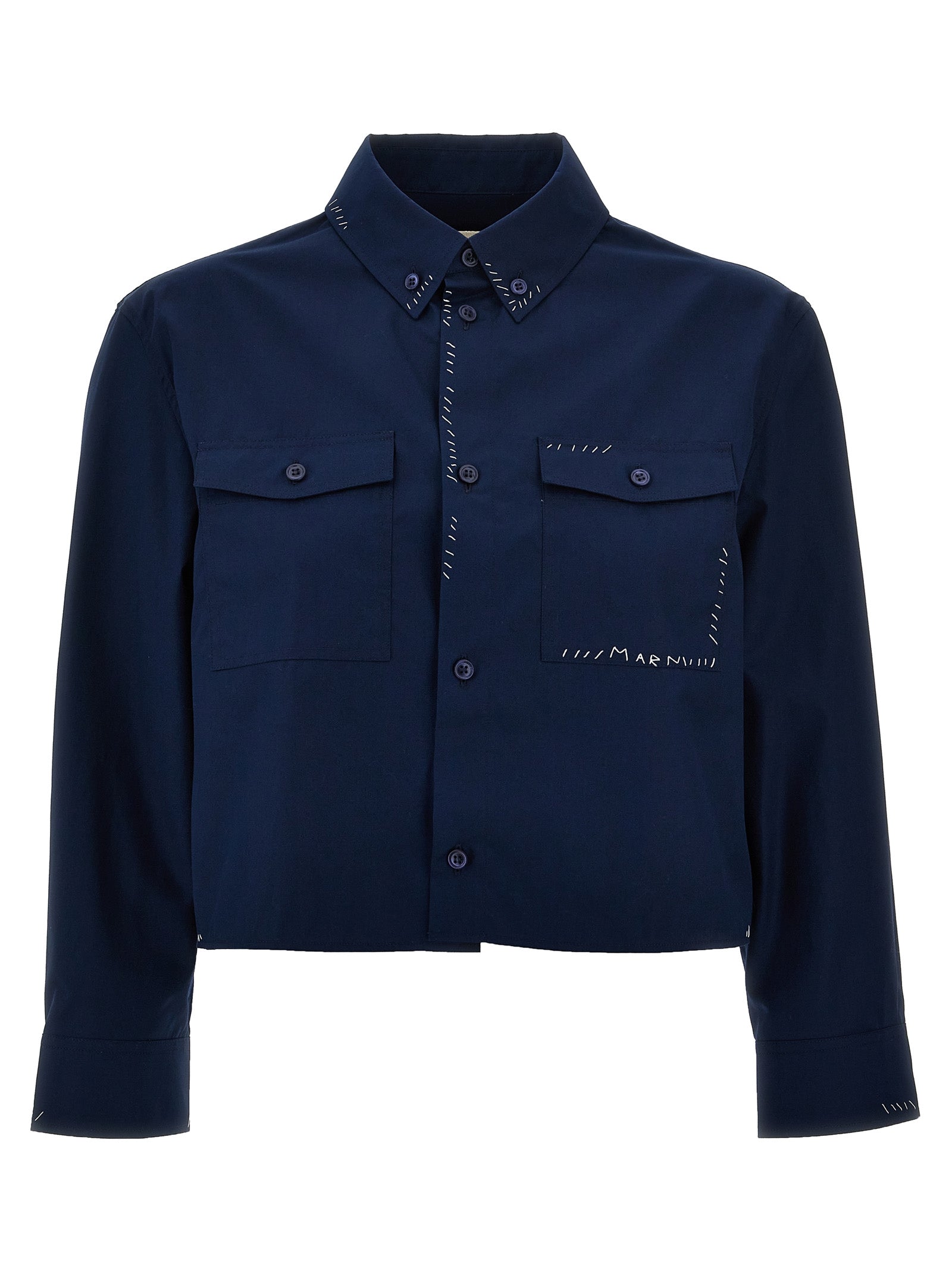 Marni Logo Embroidery Stitching Shirt