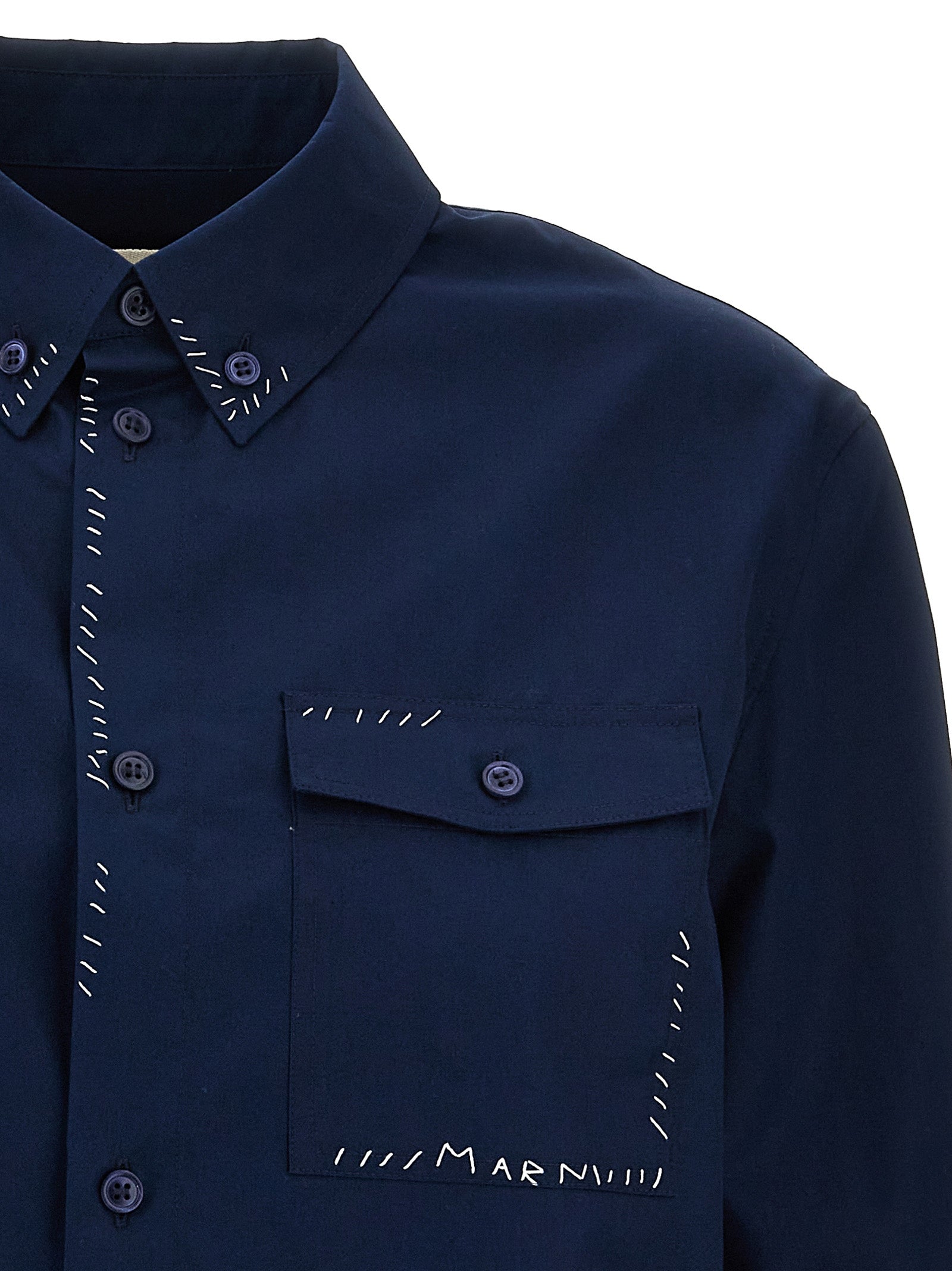 Marni Logo Embroidery Stitching Shirt