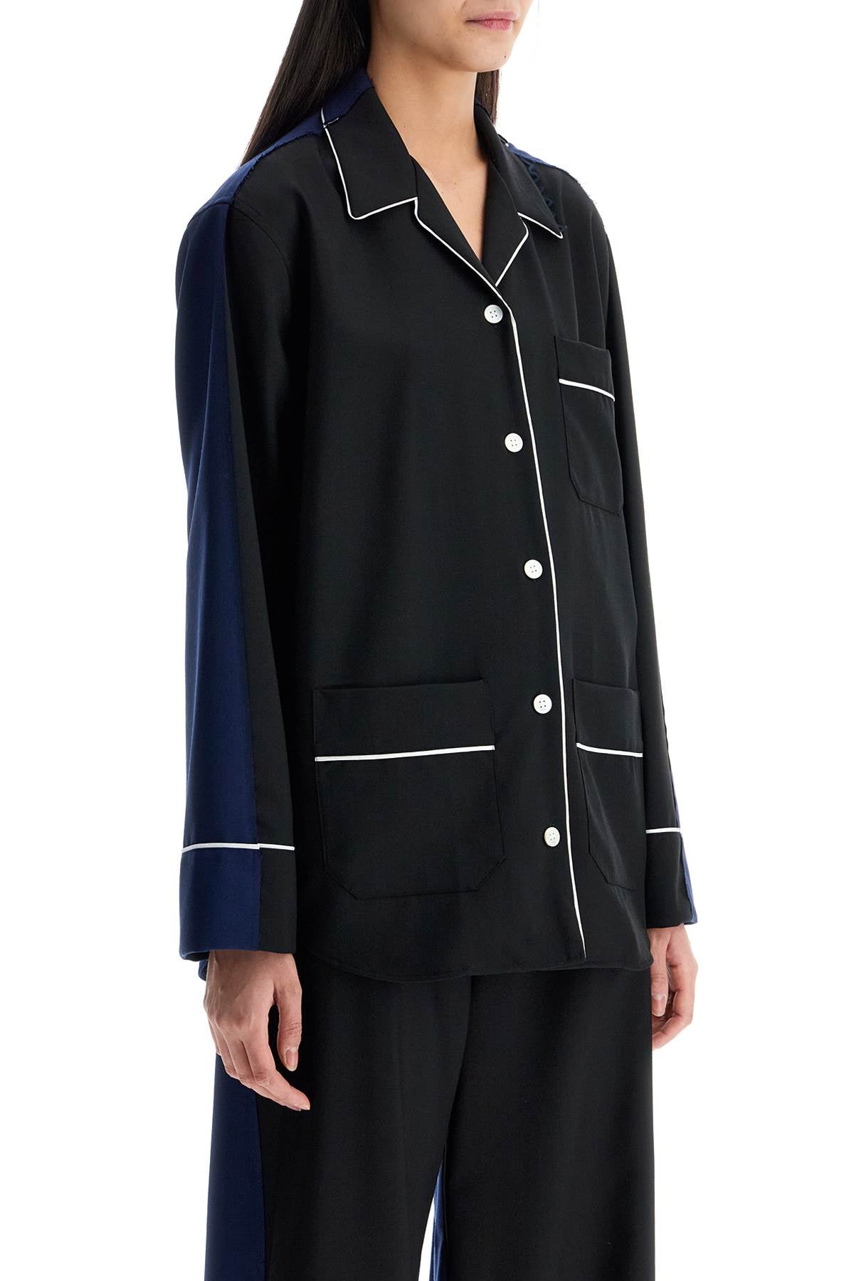 Marni Black Wool Shirt With White Stitching