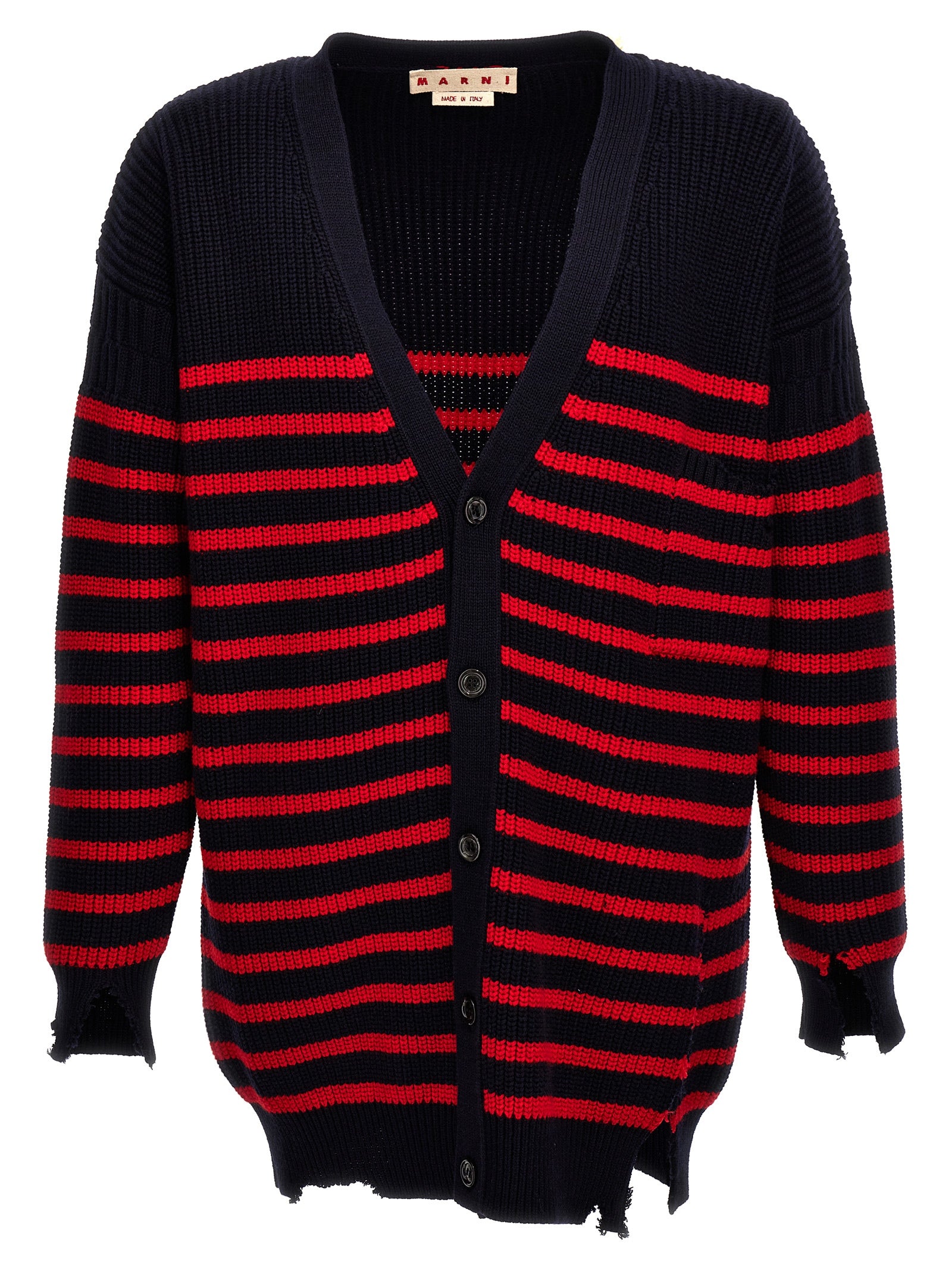 Marni Destroyed Effect Striped Cardigan