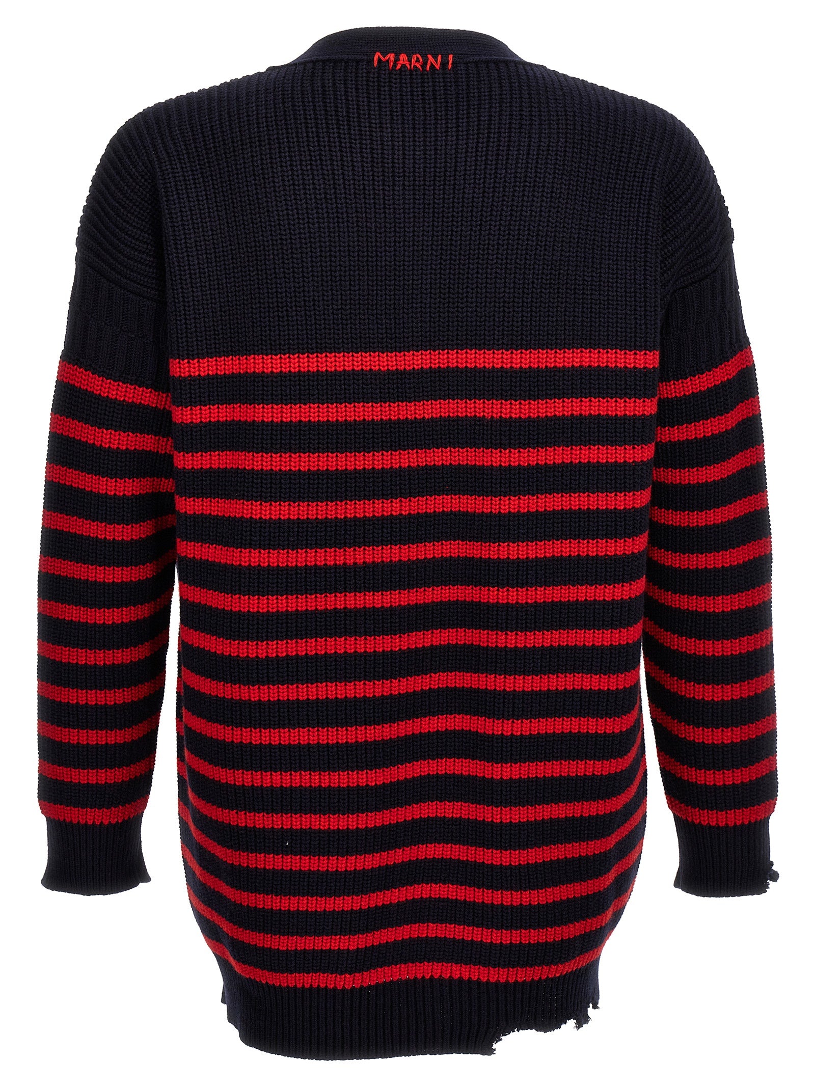 Marni Destroyed Effect Striped Cardigan