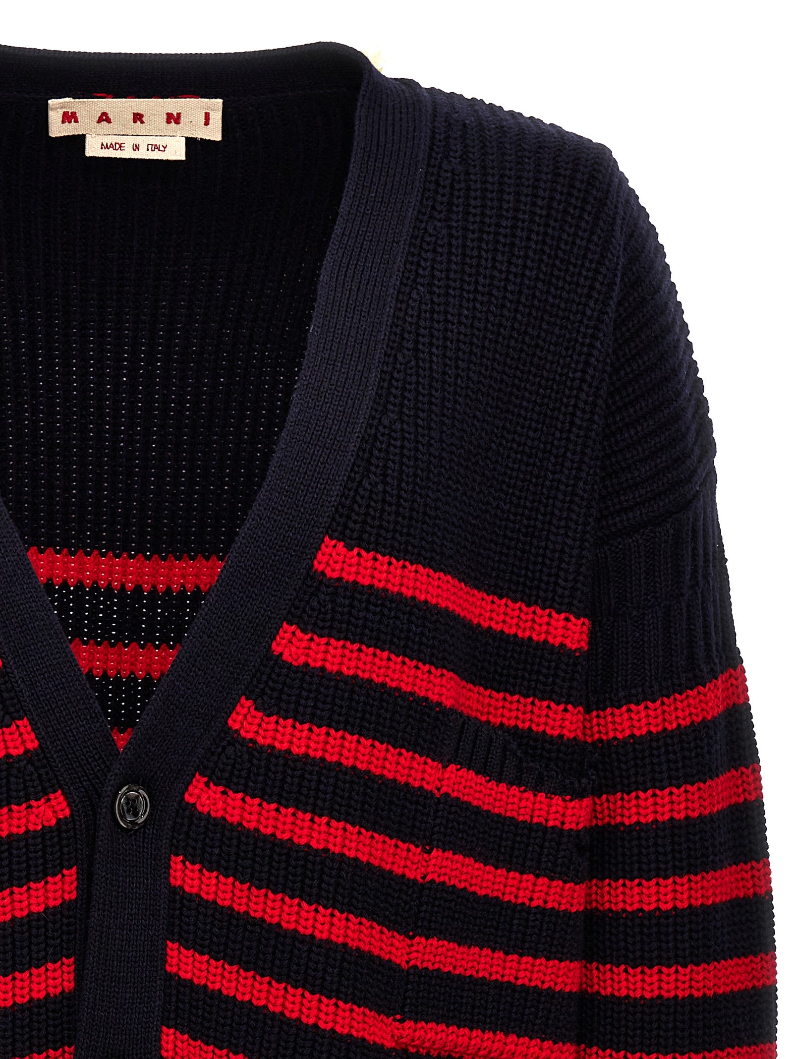 Marni Destroyed Effect Striped Cardigan