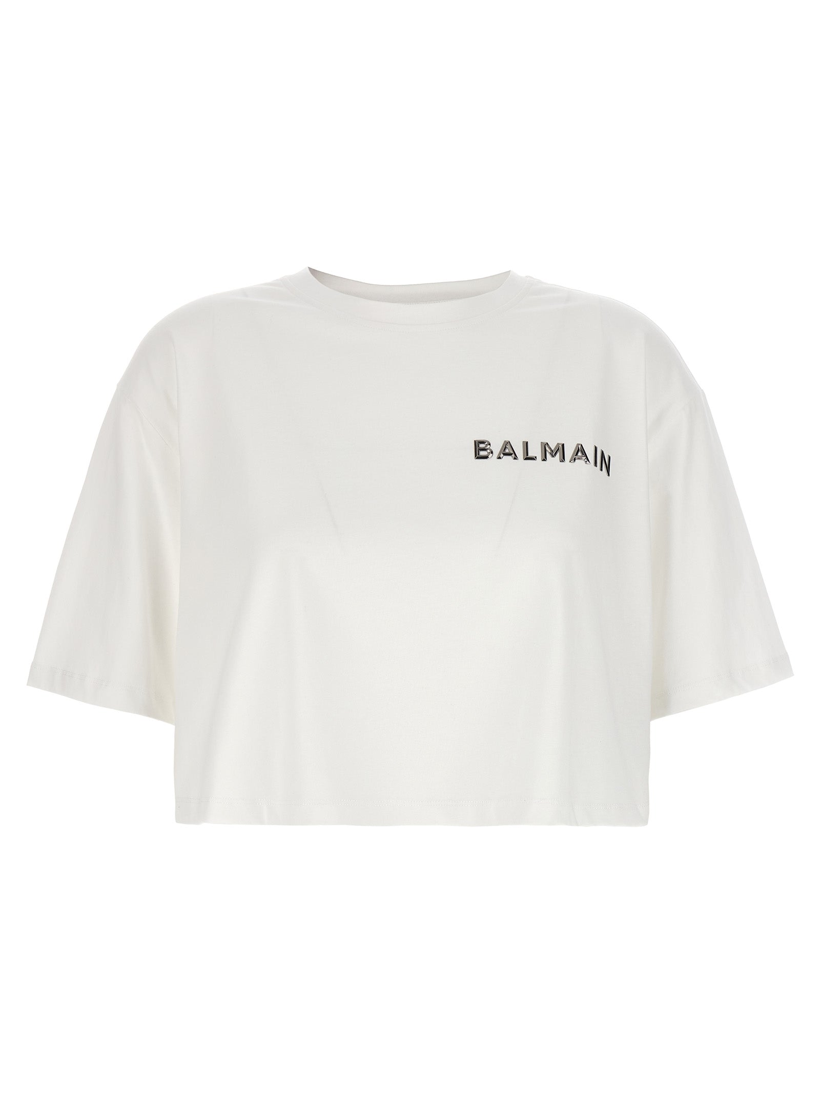 Balmain Logo Cropped T-Shirt