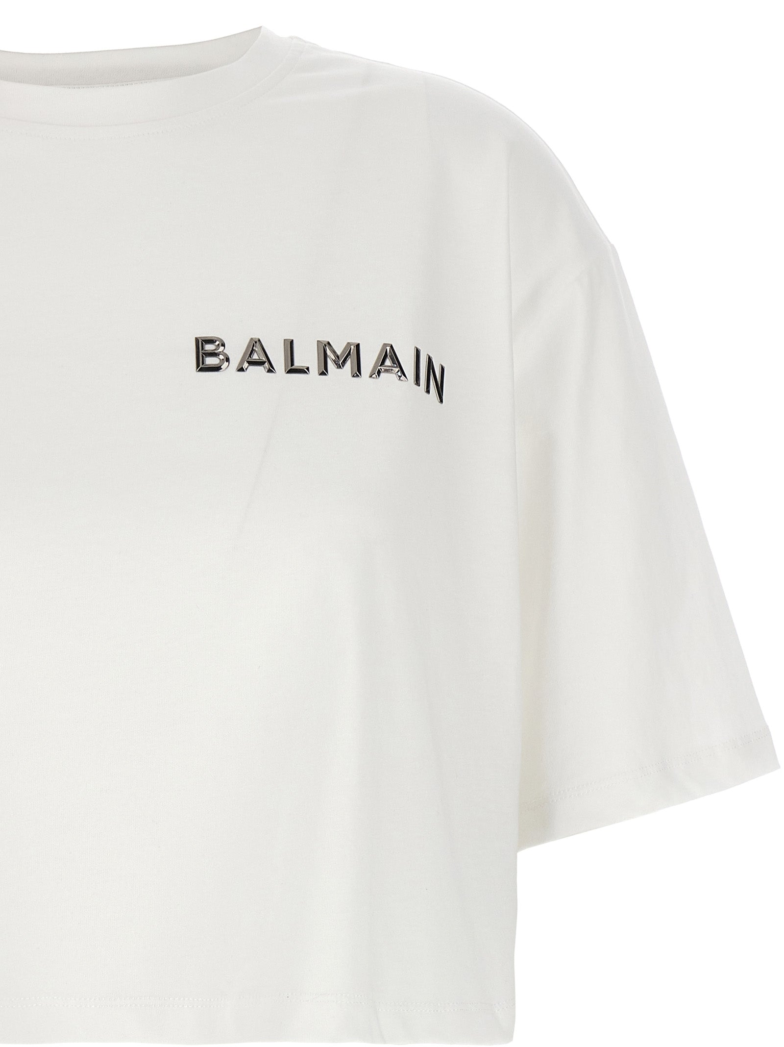 Balmain Logo Cropped T-Shirt