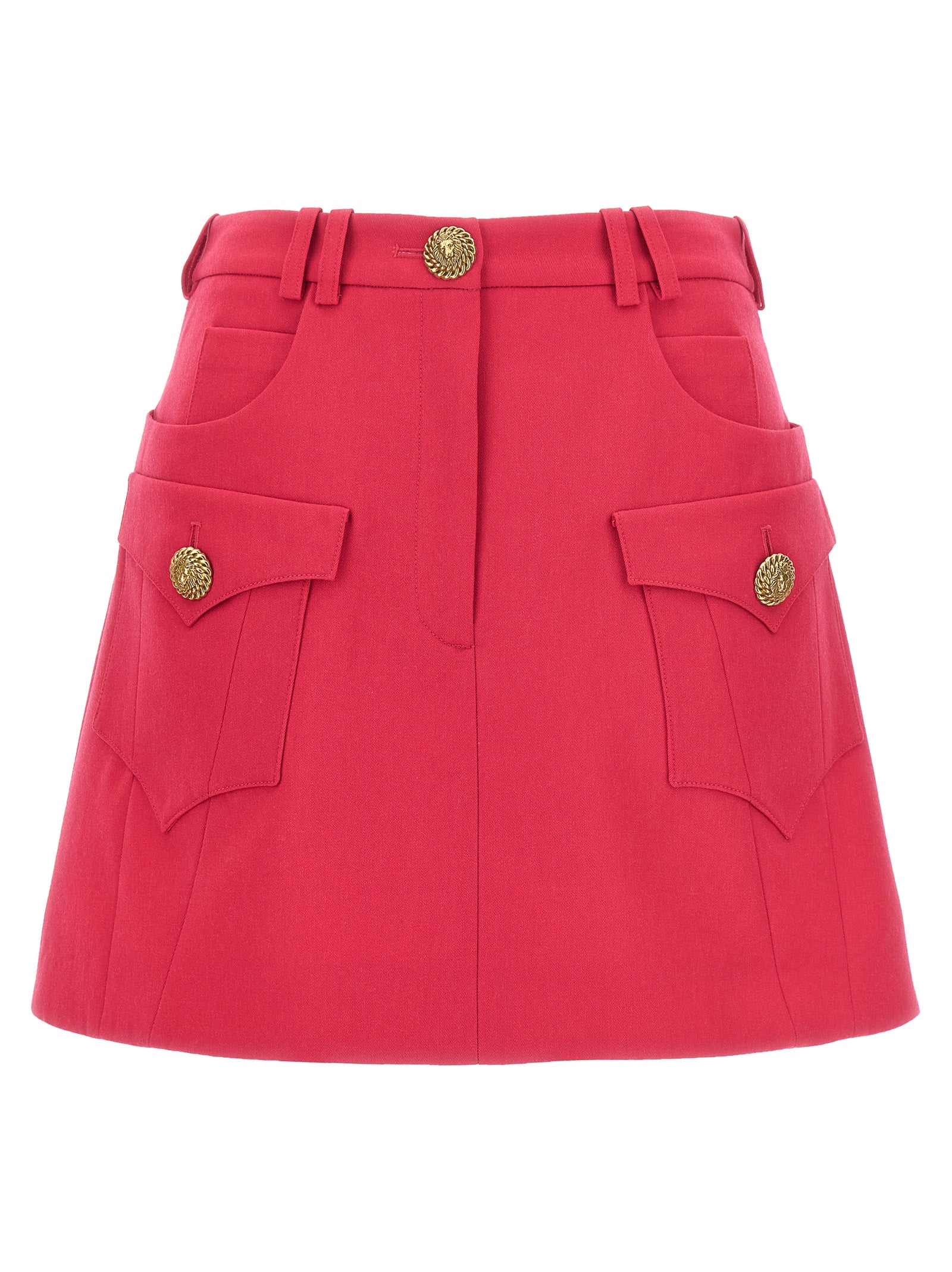 Balmain Logo Button Mini Skirt