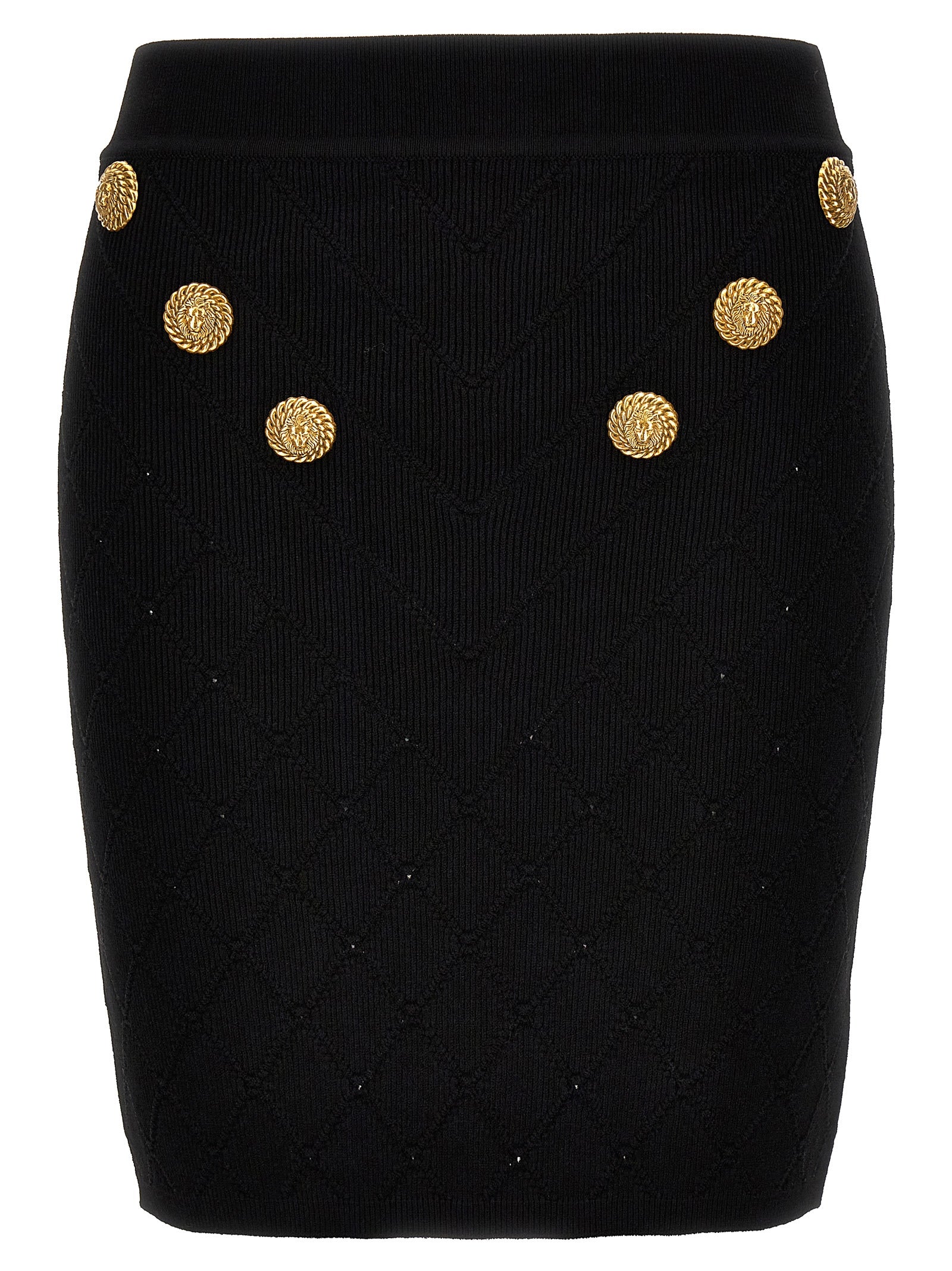 Balmain Logo Button Knitted Skirt