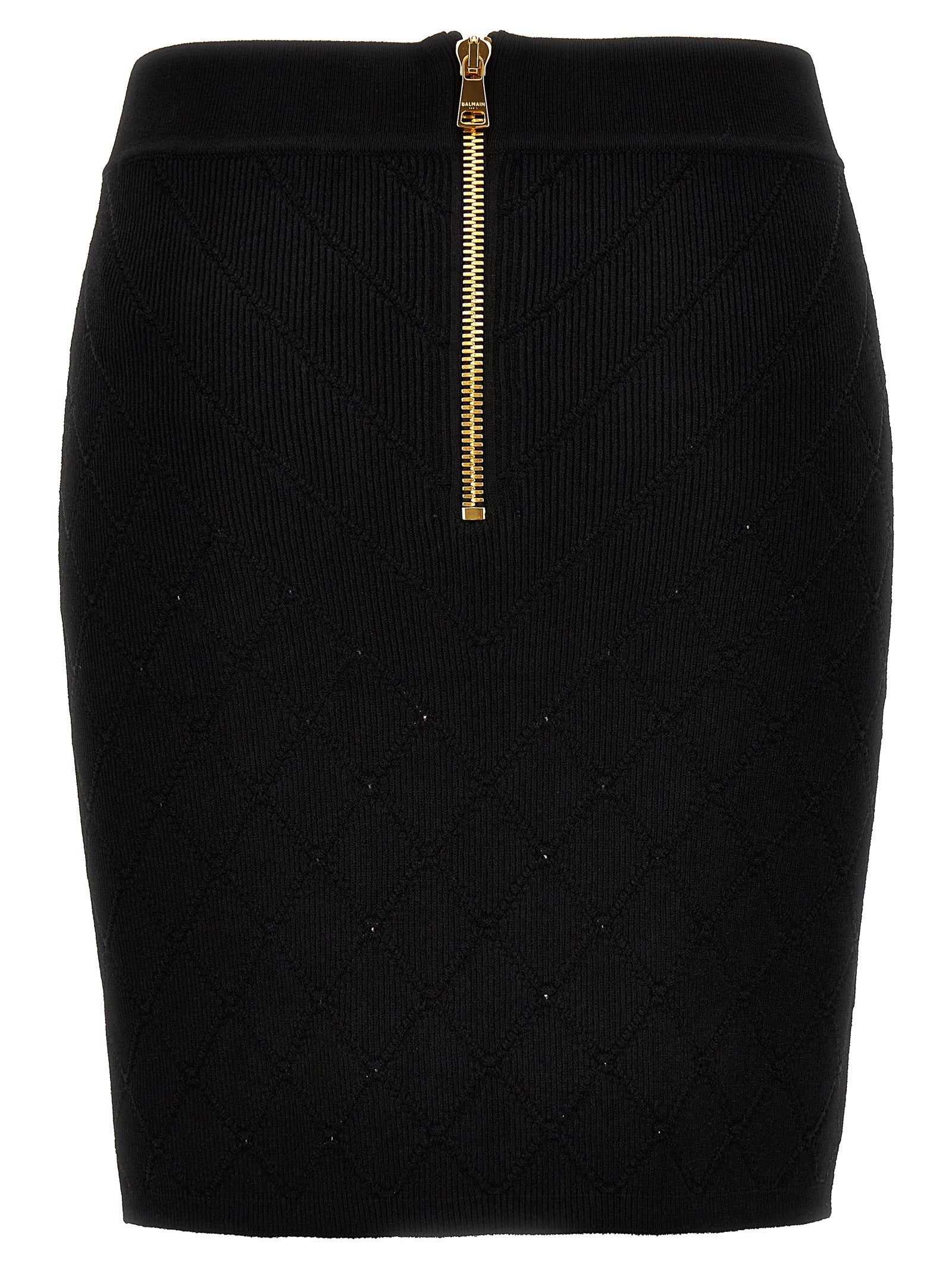 Balmain Logo Button Knitted Skirt