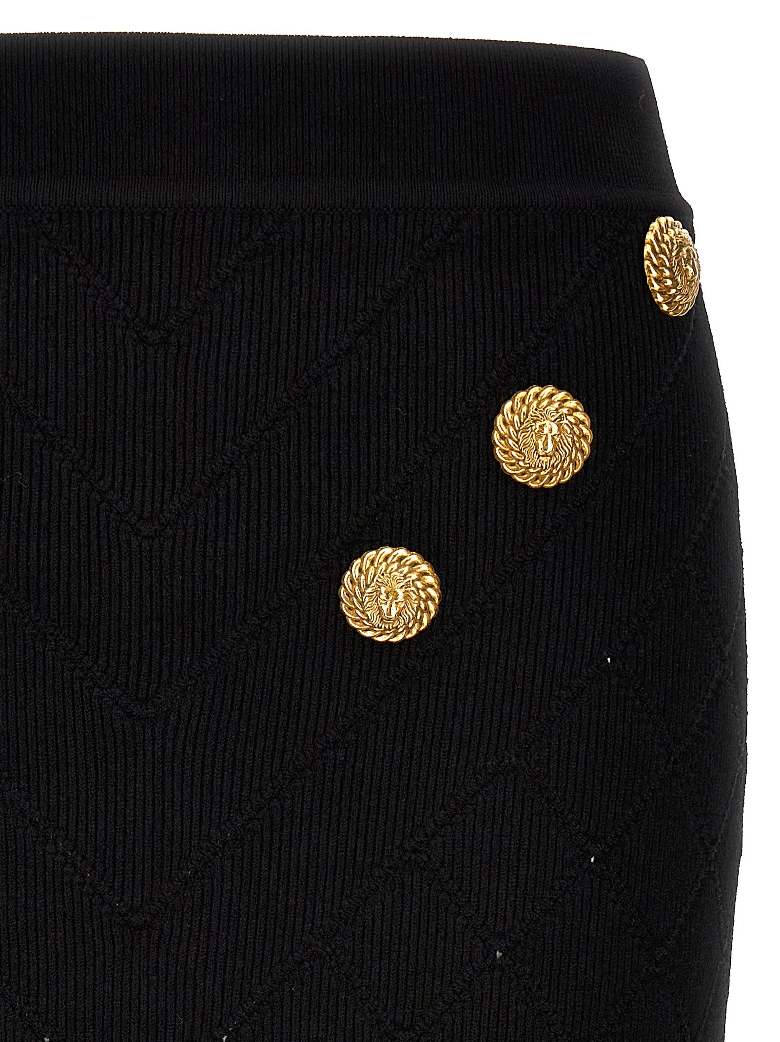 Balmain Logo Button Knitted Skirt