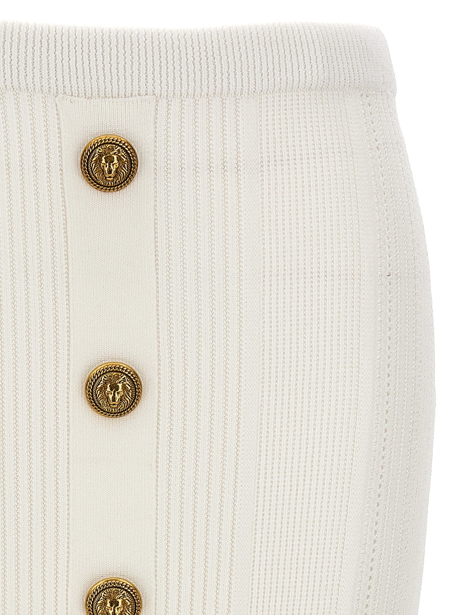 Balmain Logo Button Midi Skirt