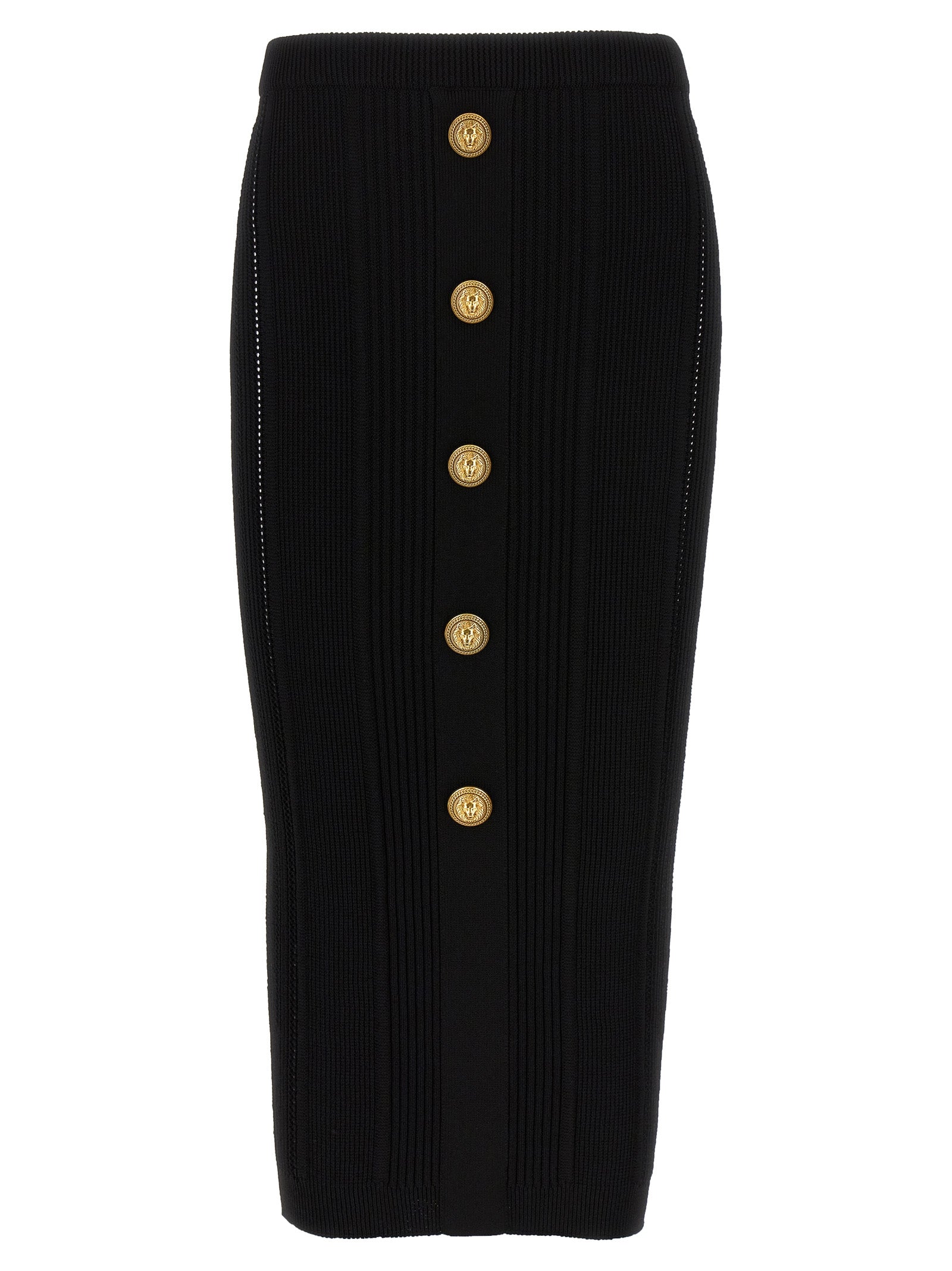 Balmain Logo Button Midi Skirt