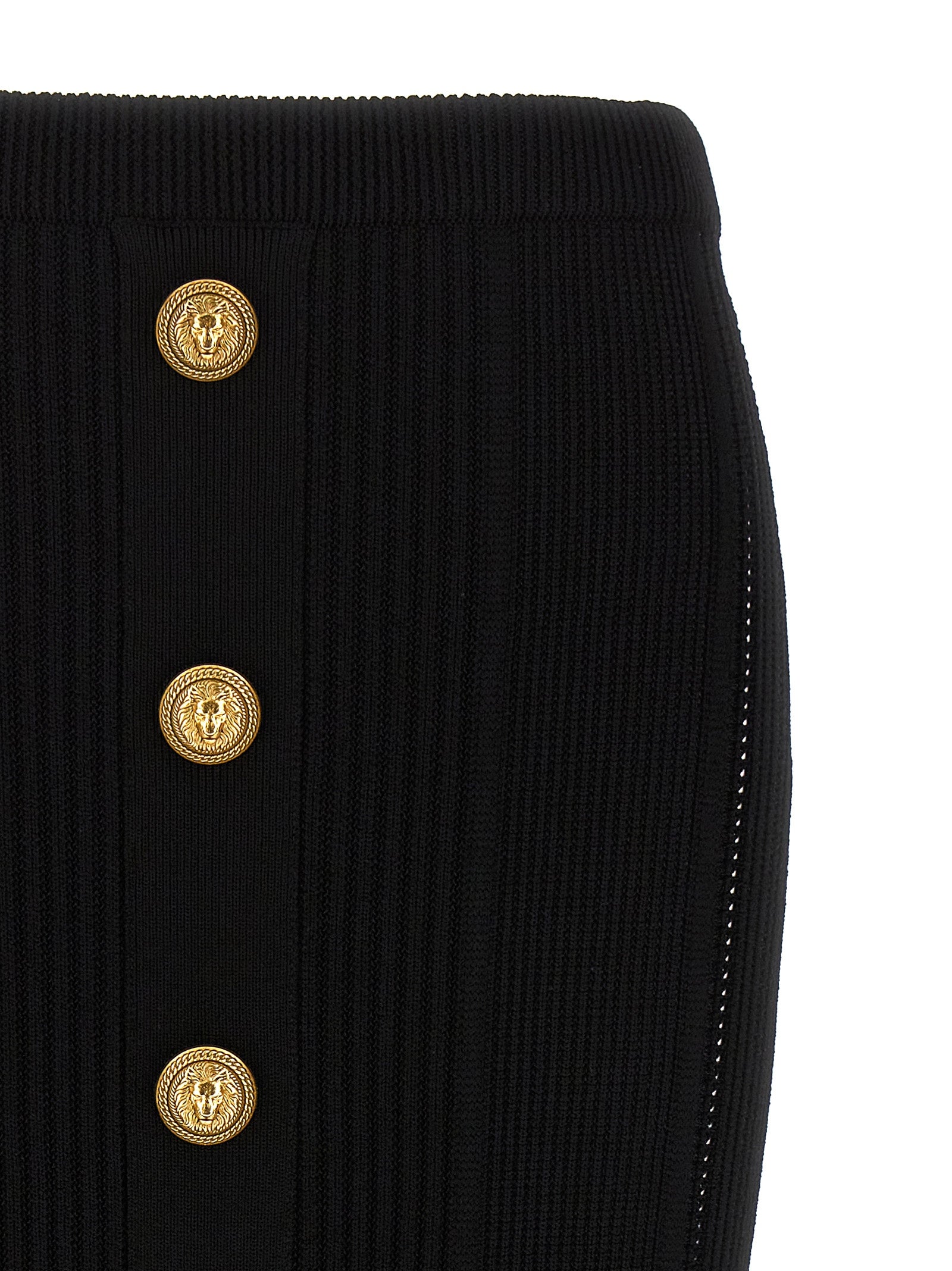 Balmain Logo Button Midi Skirt