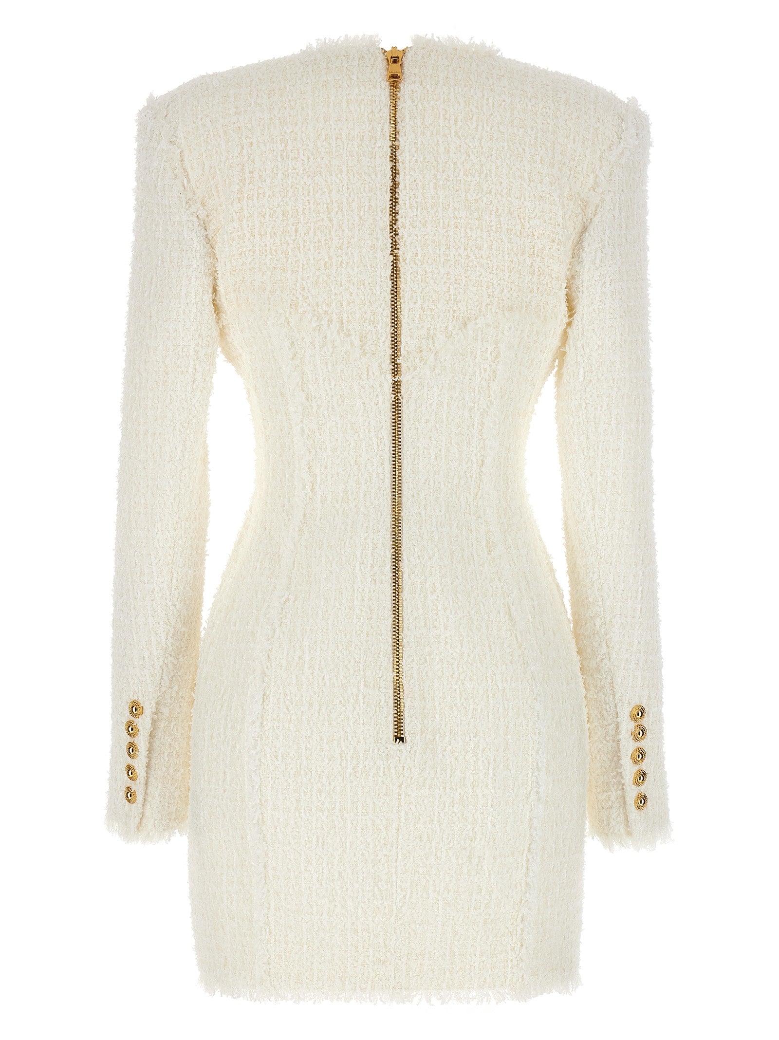 Balmain Logo Button Tweed Dress