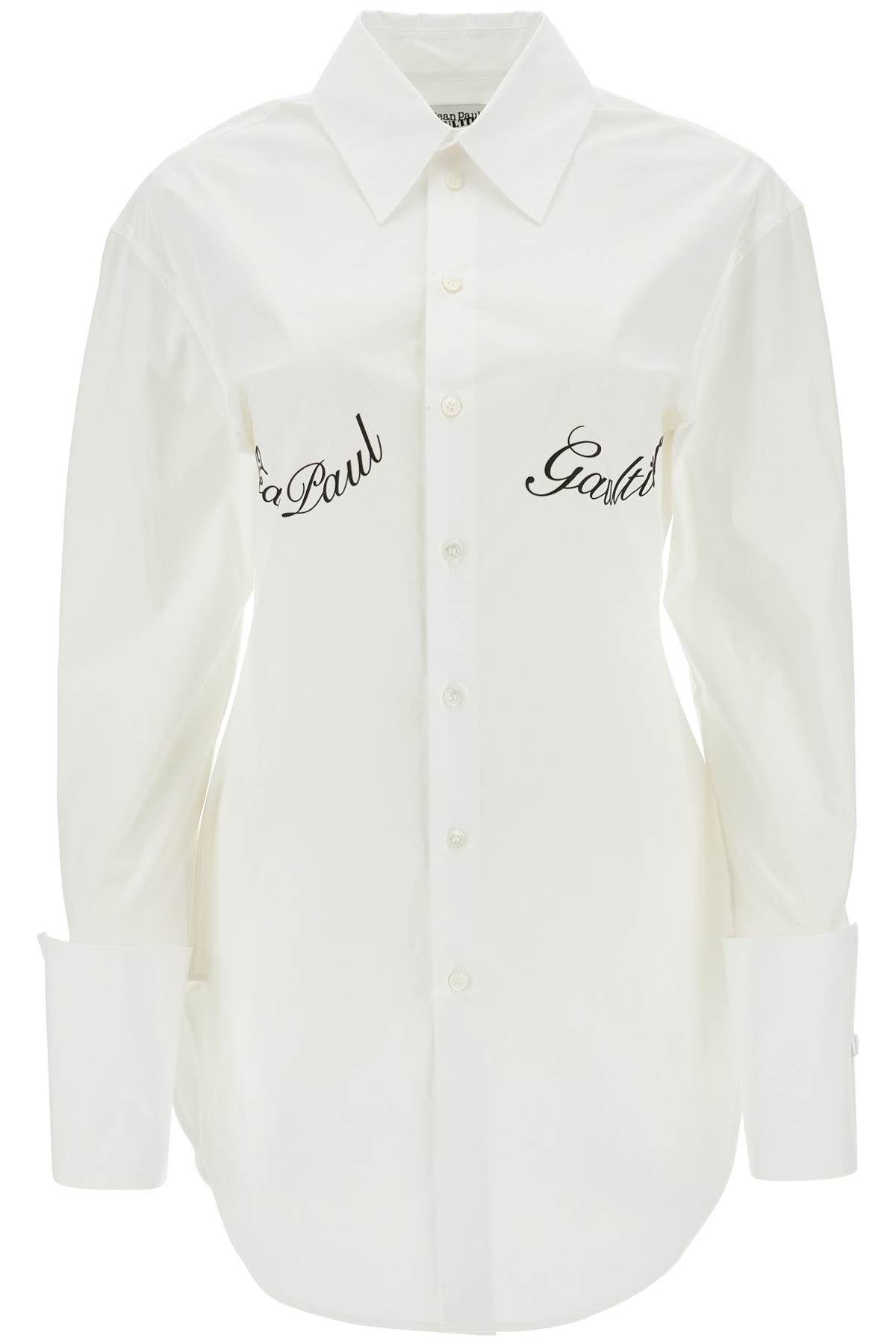 Jean Paul Gaultier White Poplin Shirt With Underboob Print