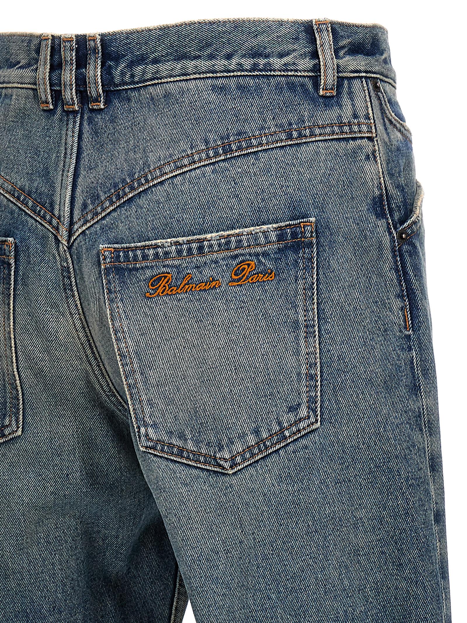 Balmain Logo Embroidery Denim Jeans