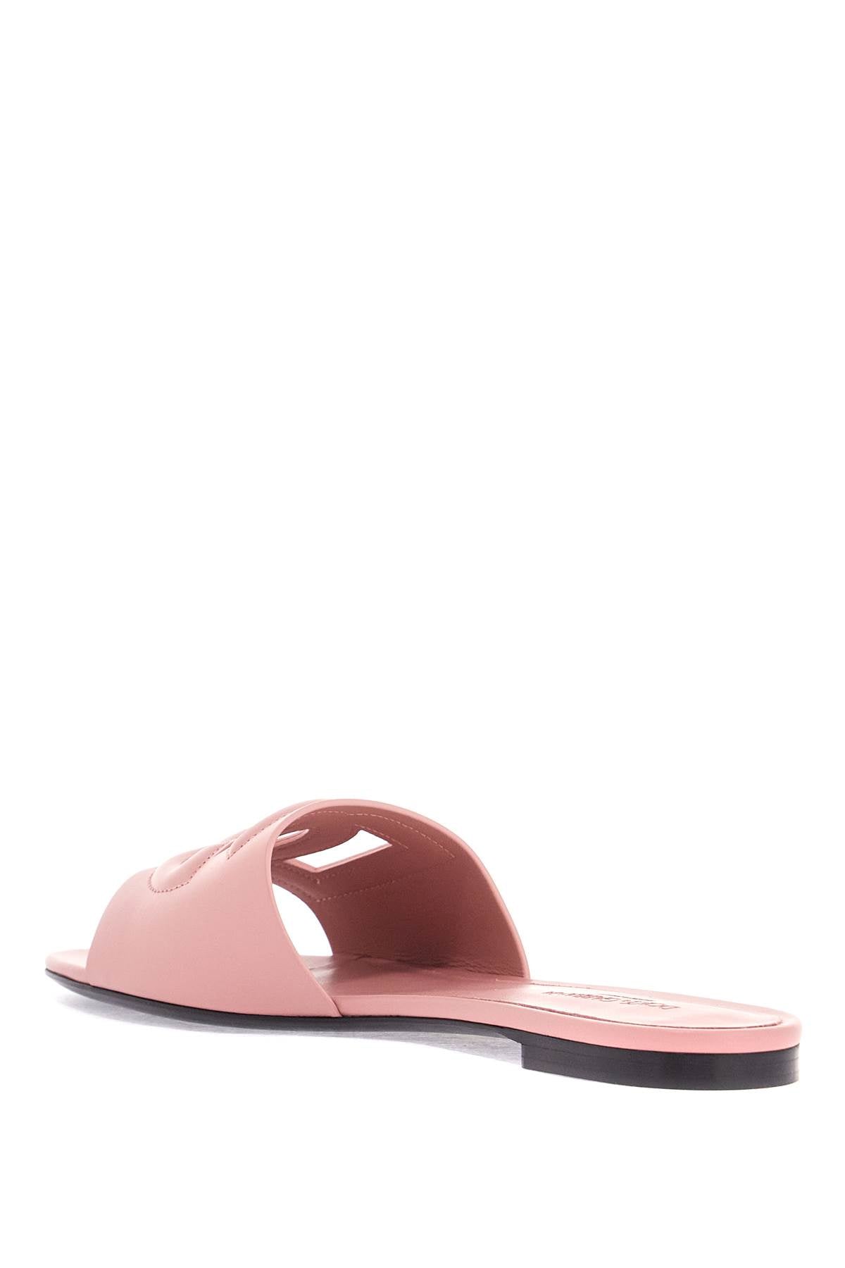 Dolce & Gabbana Flat Slipper In Pink Calfskin With Embossed Dg Logo