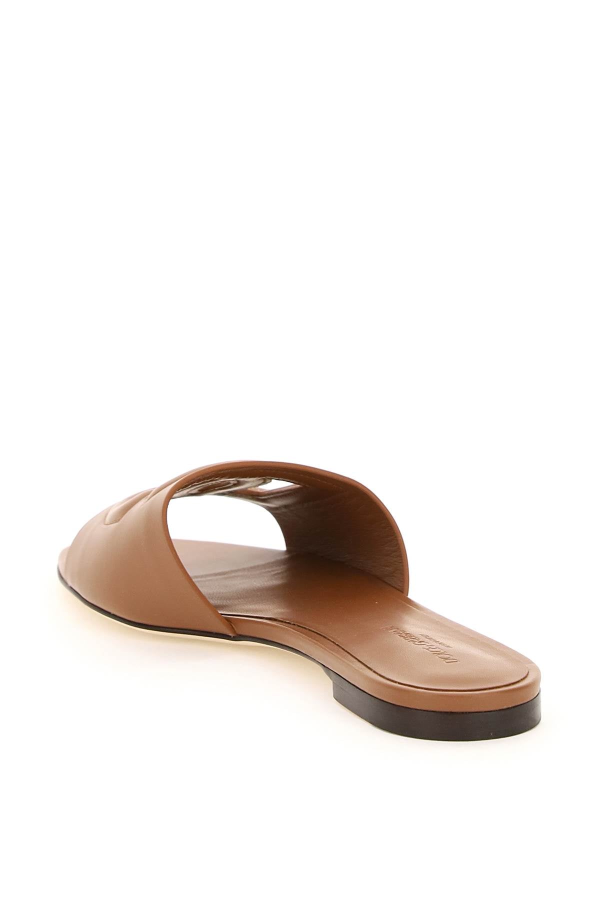 Dolce & Gabbana Leather Slides With Cut-Out Logo