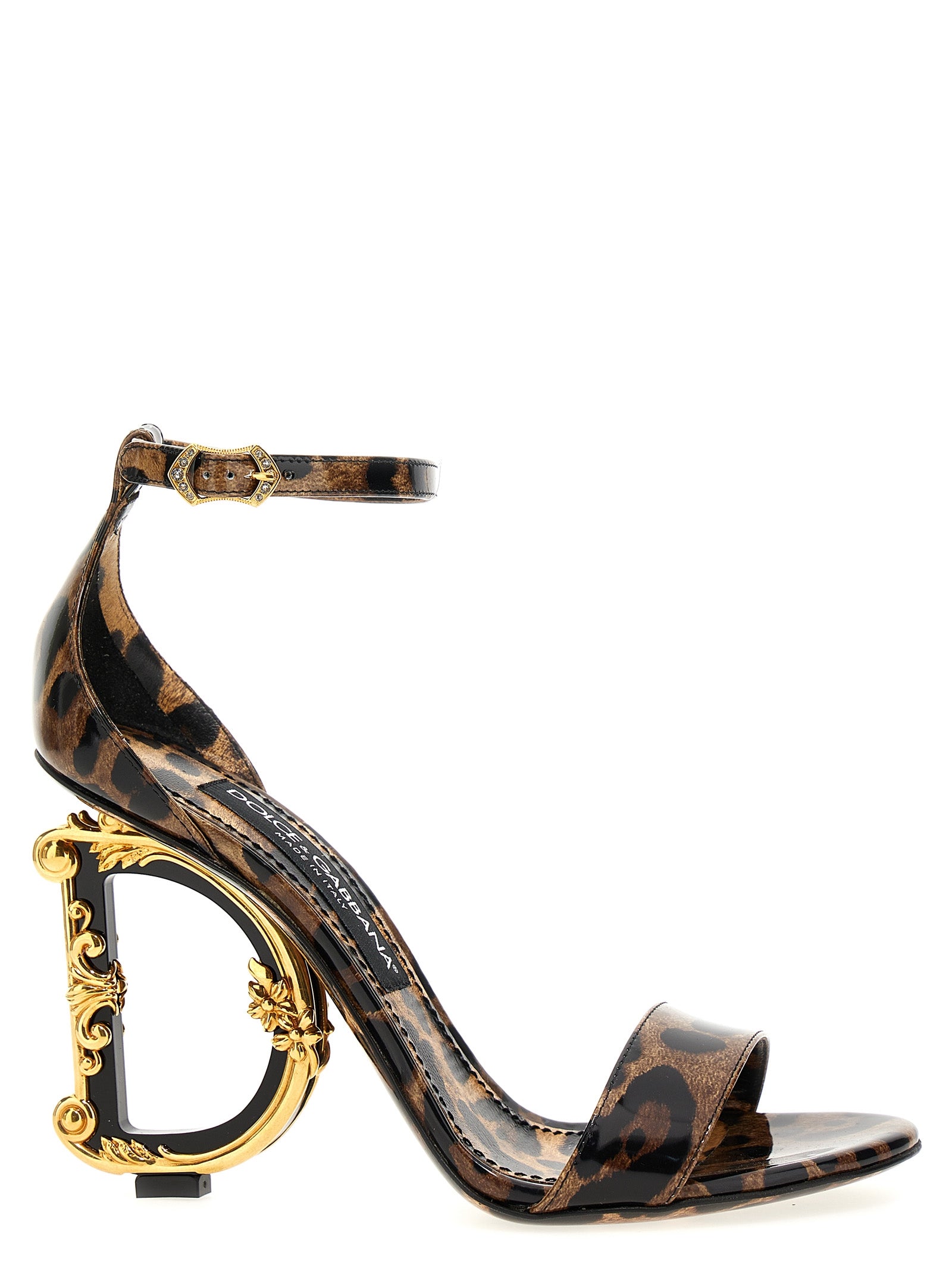 Dolce & Gabbana Animal-Print Sandals With Logo Heel