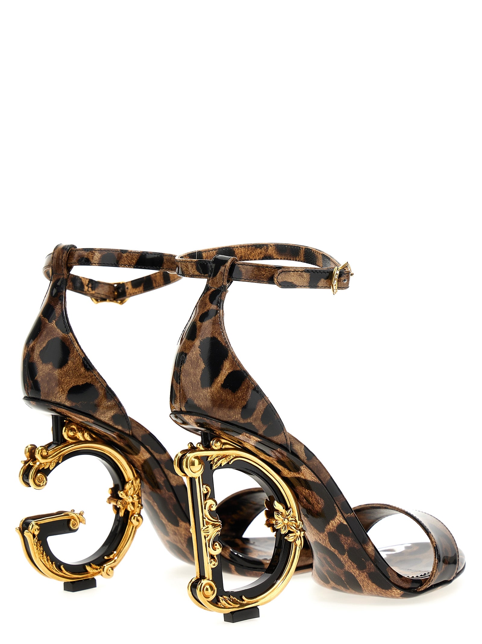 Dolce & Gabbana Animal-Print Sandals With Logo Heel