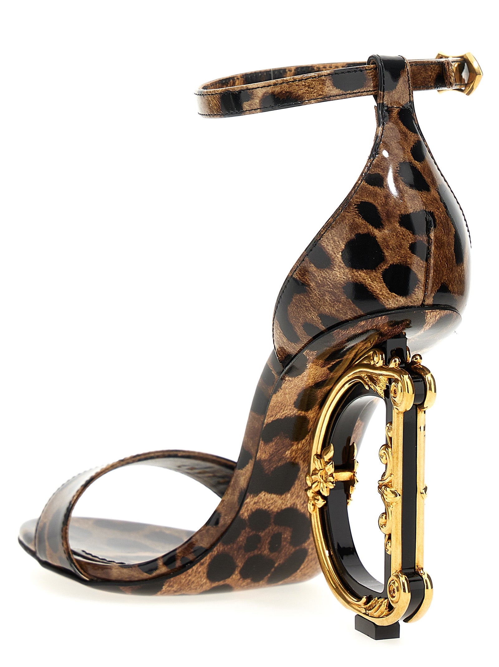 Dolce & Gabbana Animal-Print Sandals With Logo Heel