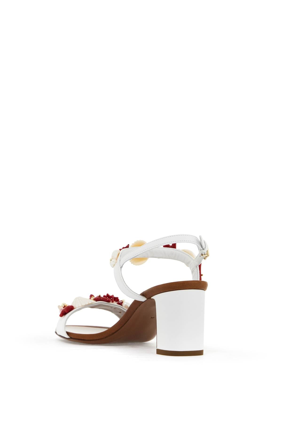 Dolce & Gabbana Nappa Sandals With Coral Embellishments