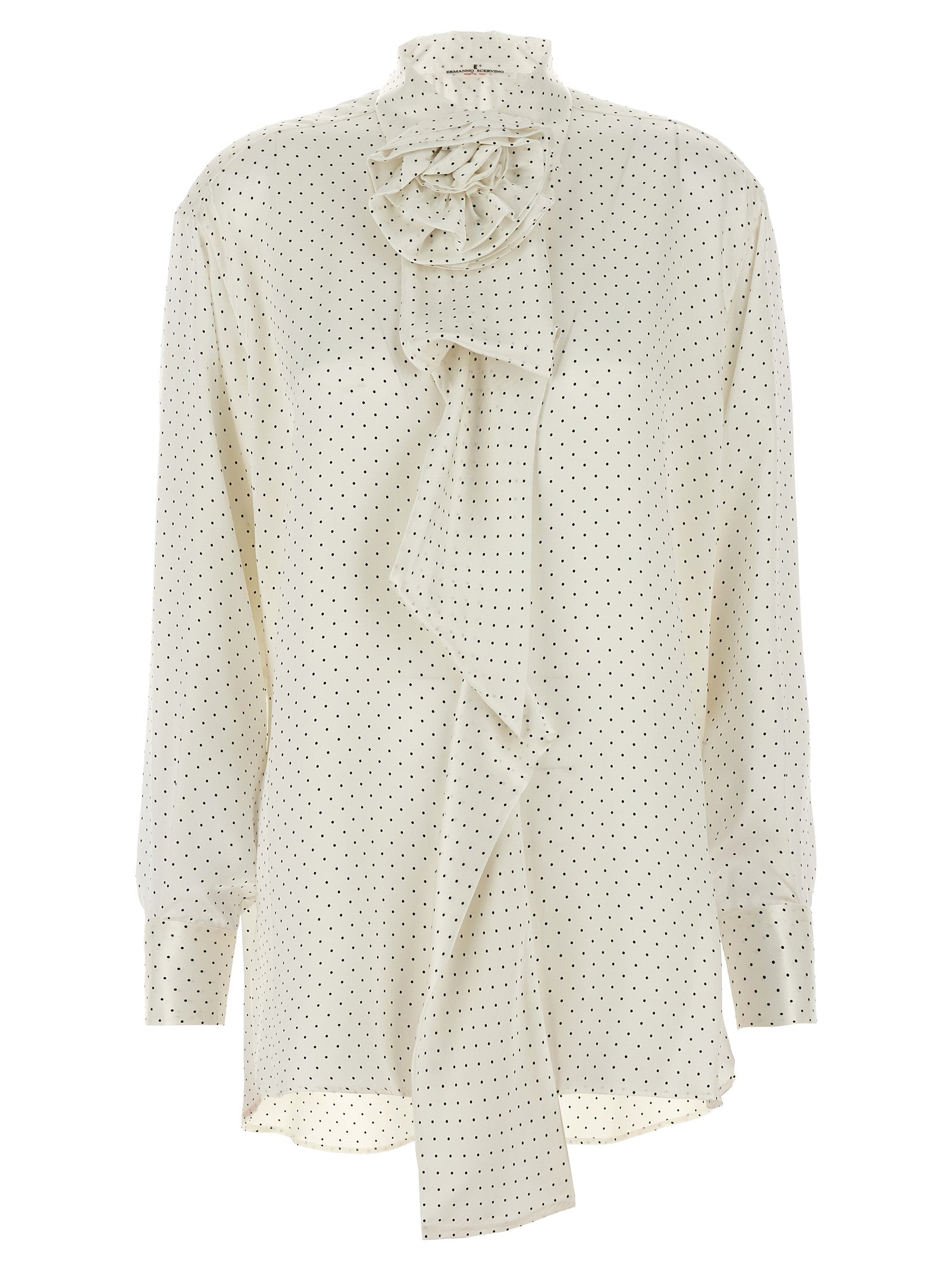 Ermanno Scervino Polka Dot Shirt Flower Brooch