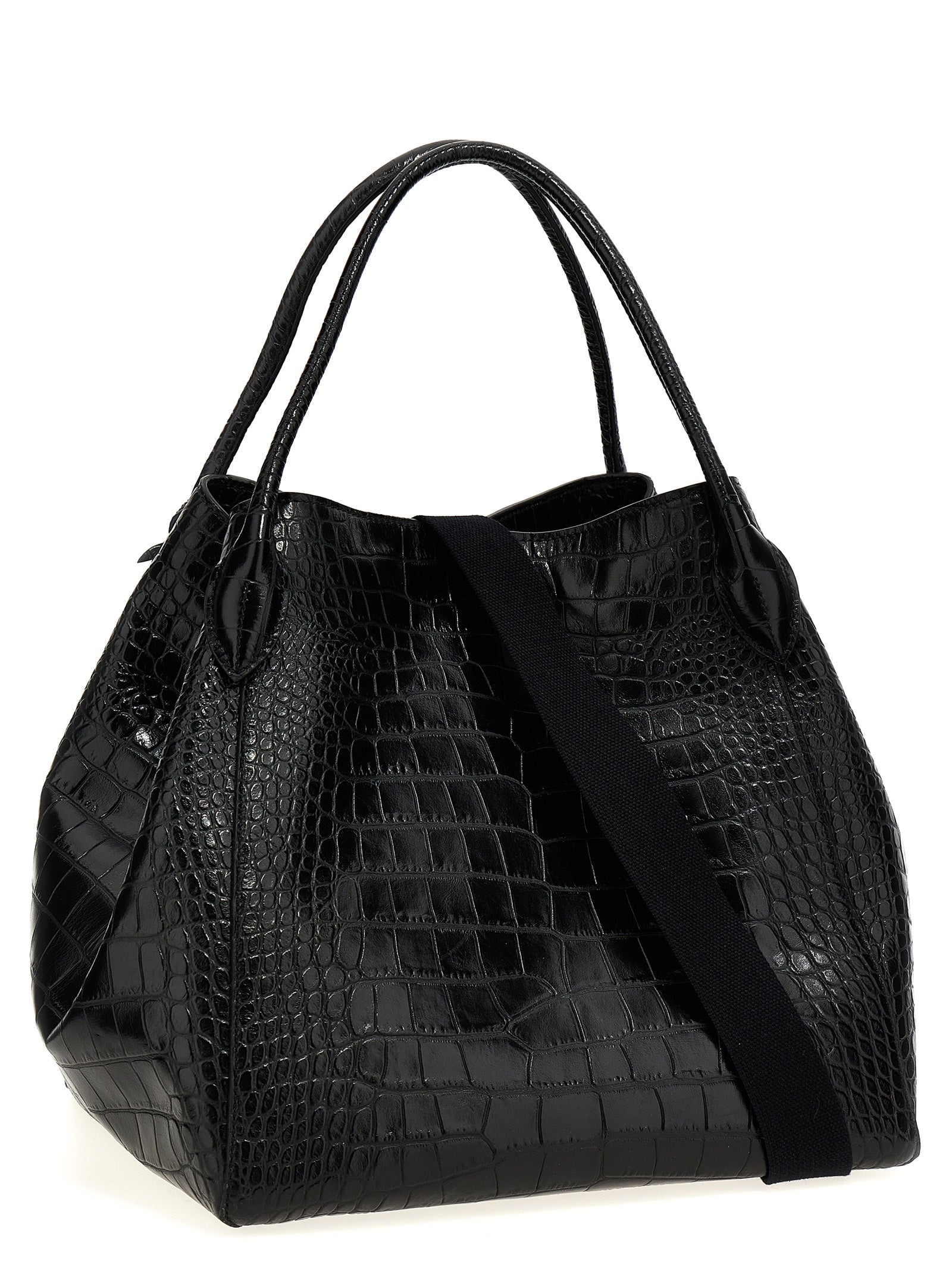 Ermanno Scervino Crocodile Print Leather Shopping Bag