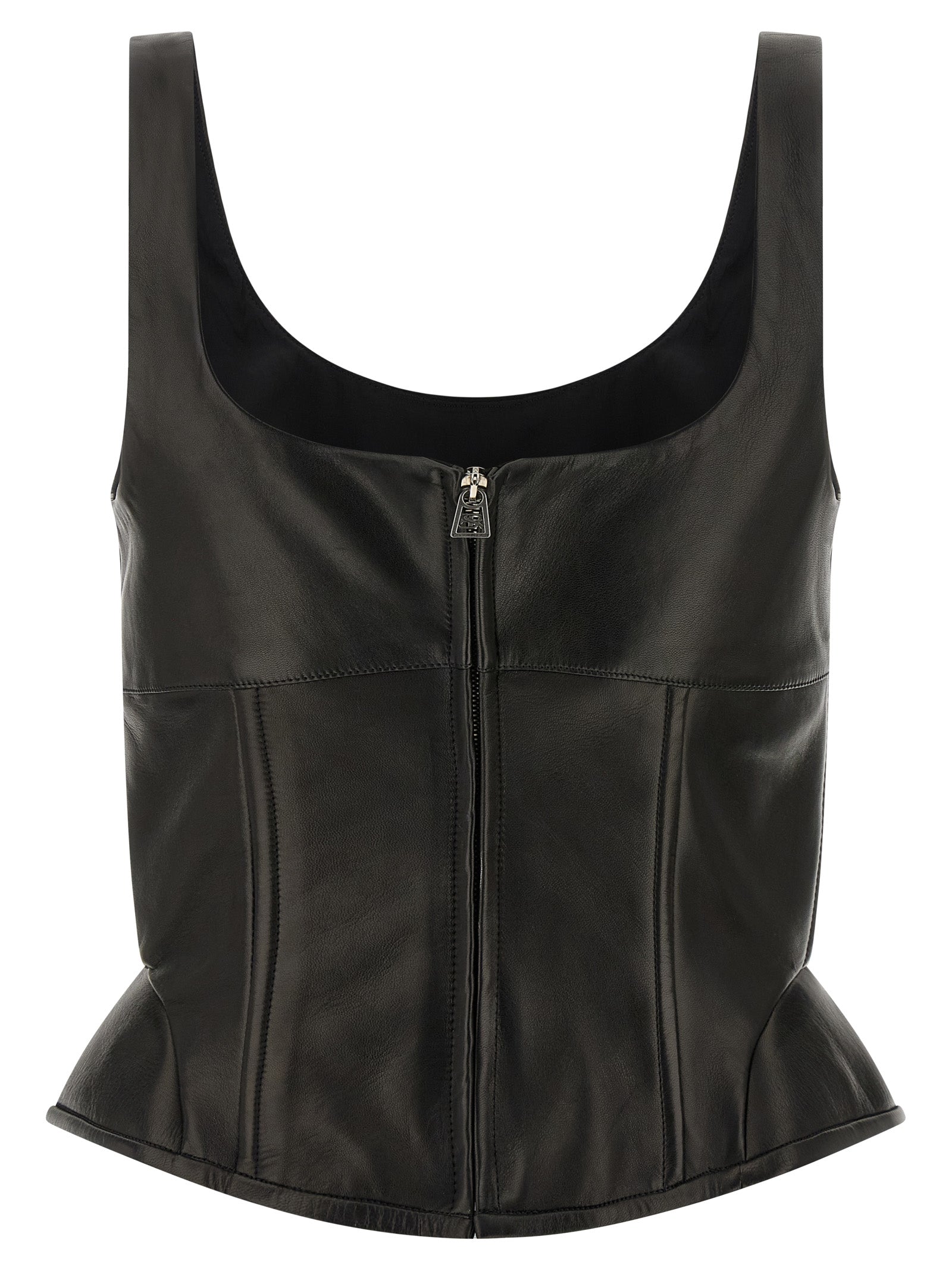 Ermanno Scervino Peplos Leather Top
