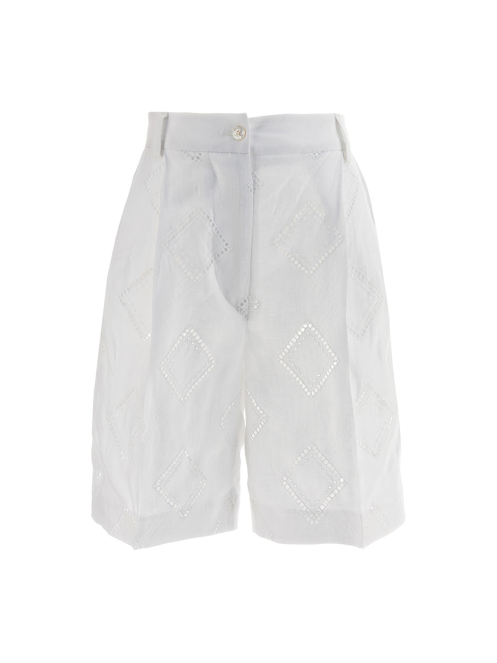 Kiton Embroidered Linen Bermuda Shorts