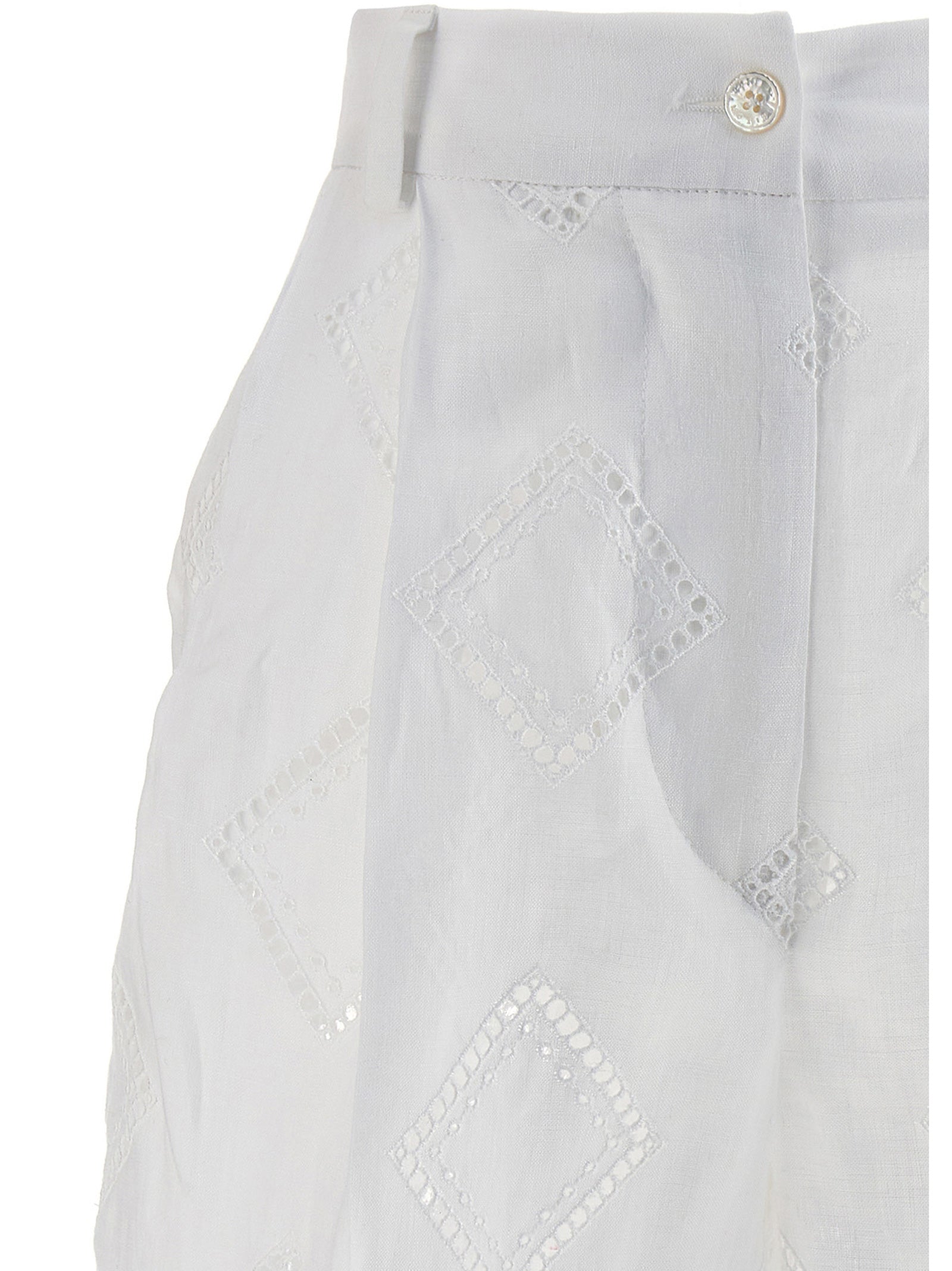 Kiton Embroidered Linen Bermuda Shorts