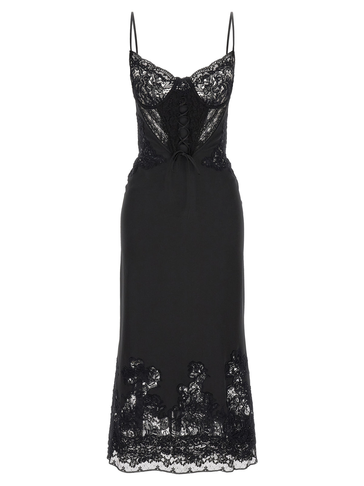 Ermanno Scervino Rebrodé Lace Lingerie Dress Black