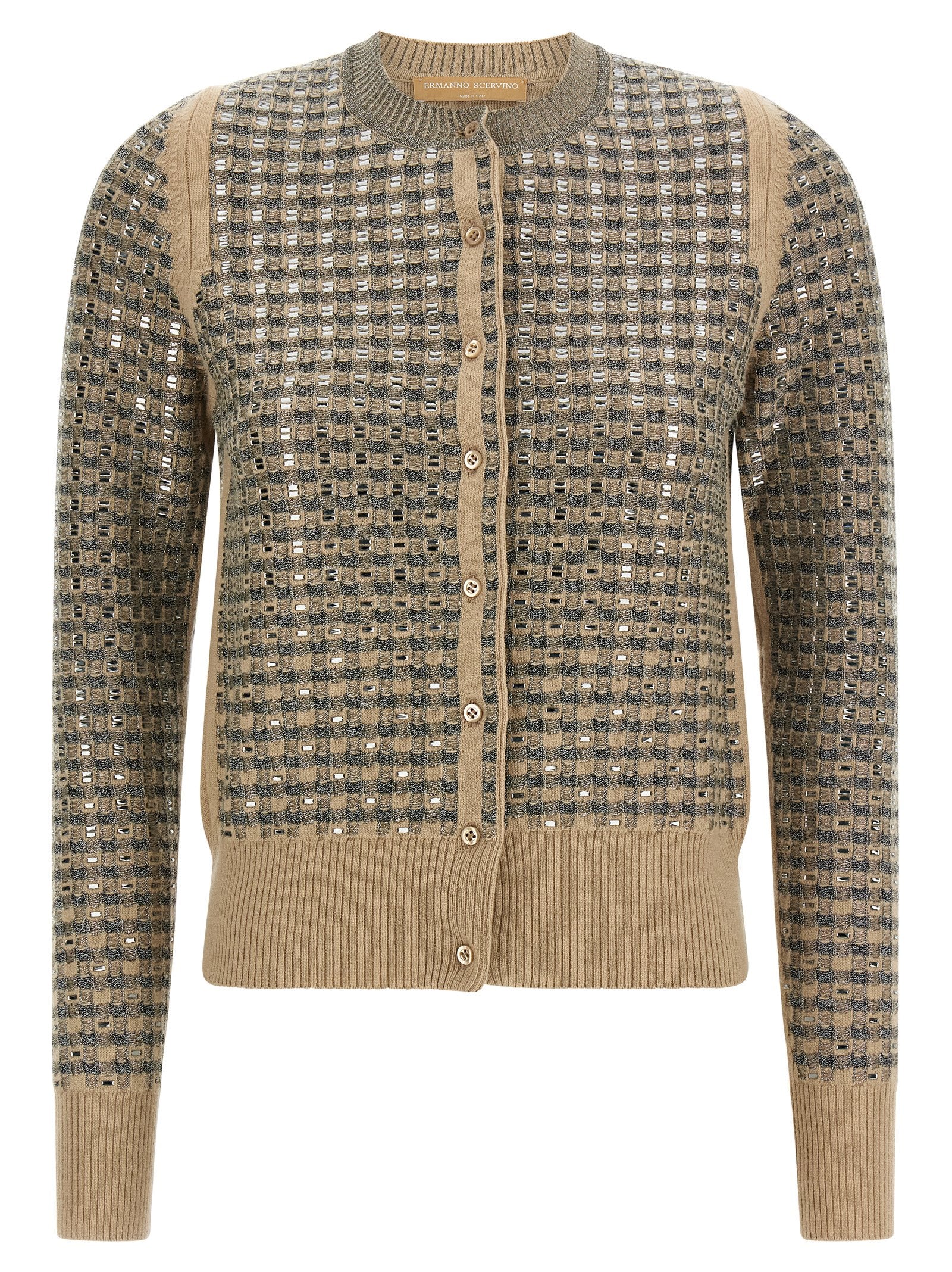 Ermanno Scervino Check Cardigan With Crystals