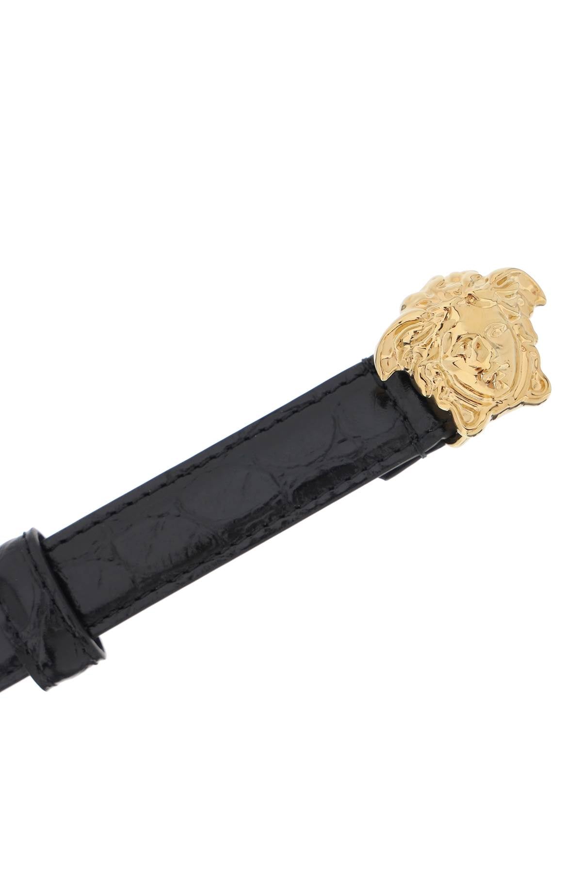 Versace La Medusa Croco-Embossed Belt