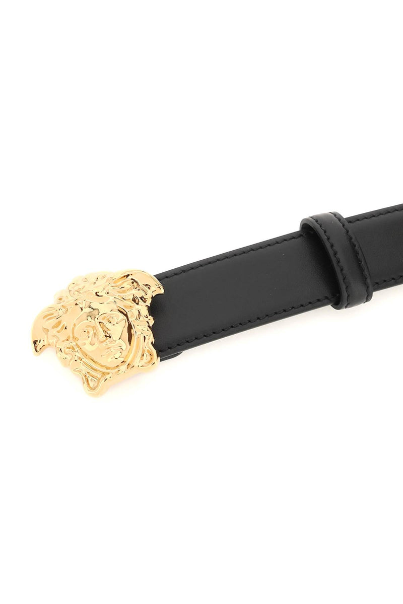 Versace Medusa Buckle Leather Belt Black