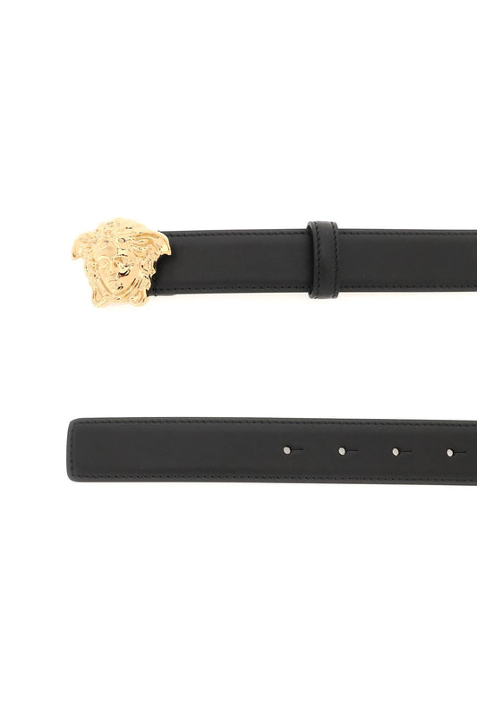 Versace Medusa Buckle Leather Belt Black