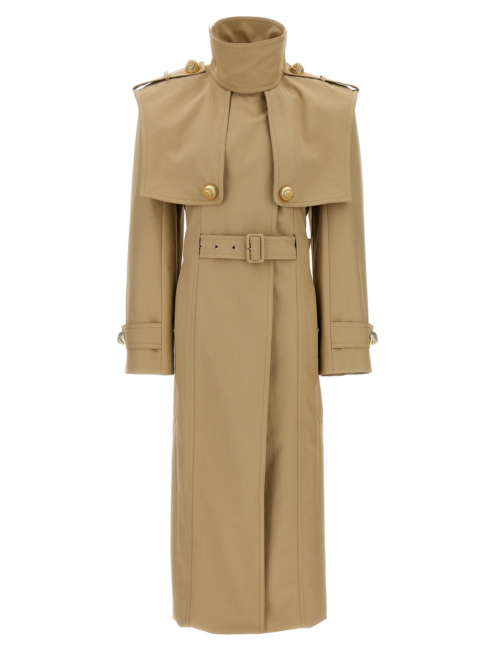 Balmain 'Chiocciola' Button Trench Coat