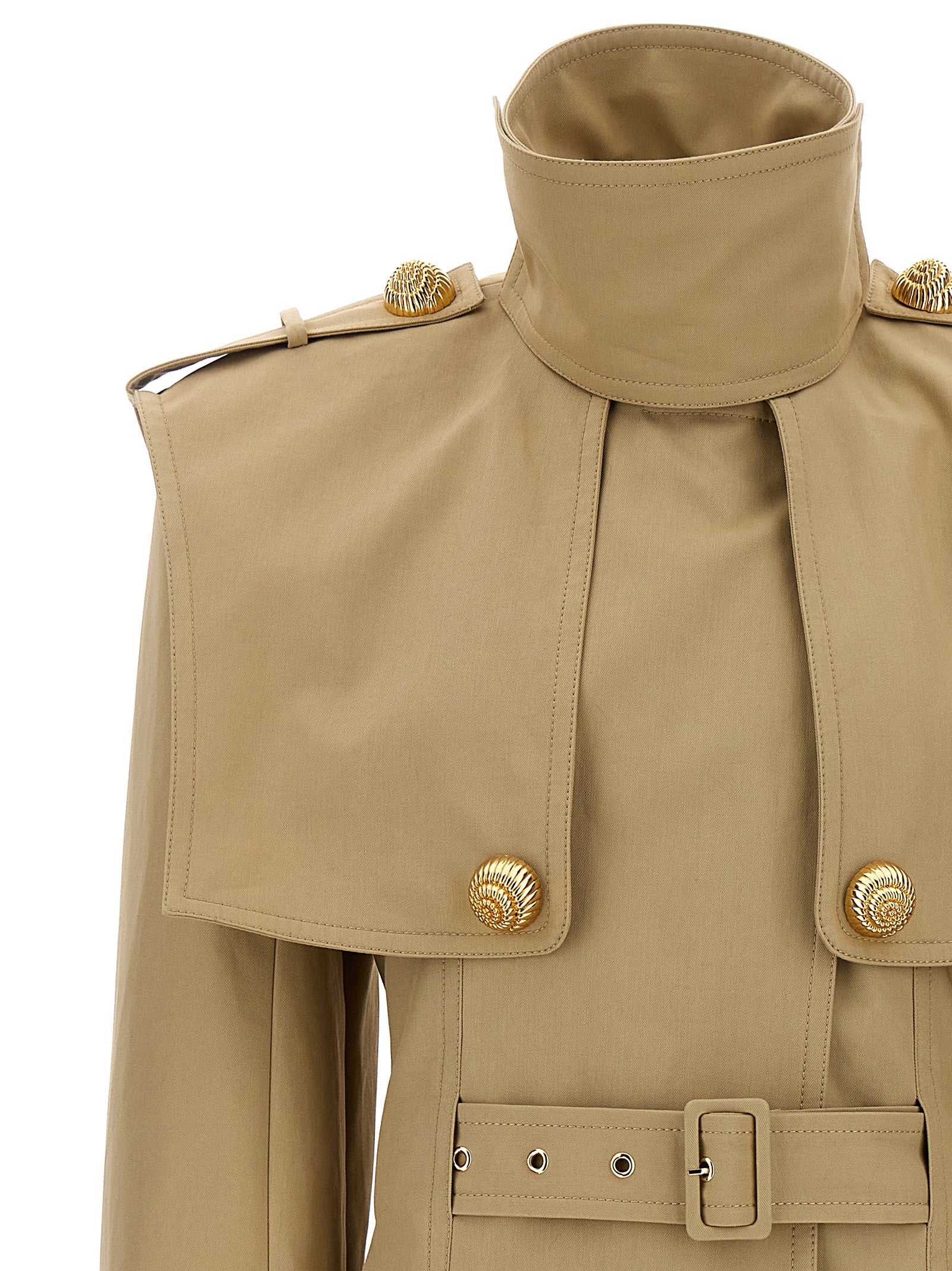 Balmain 'Chiocciola' Button Trench Coat