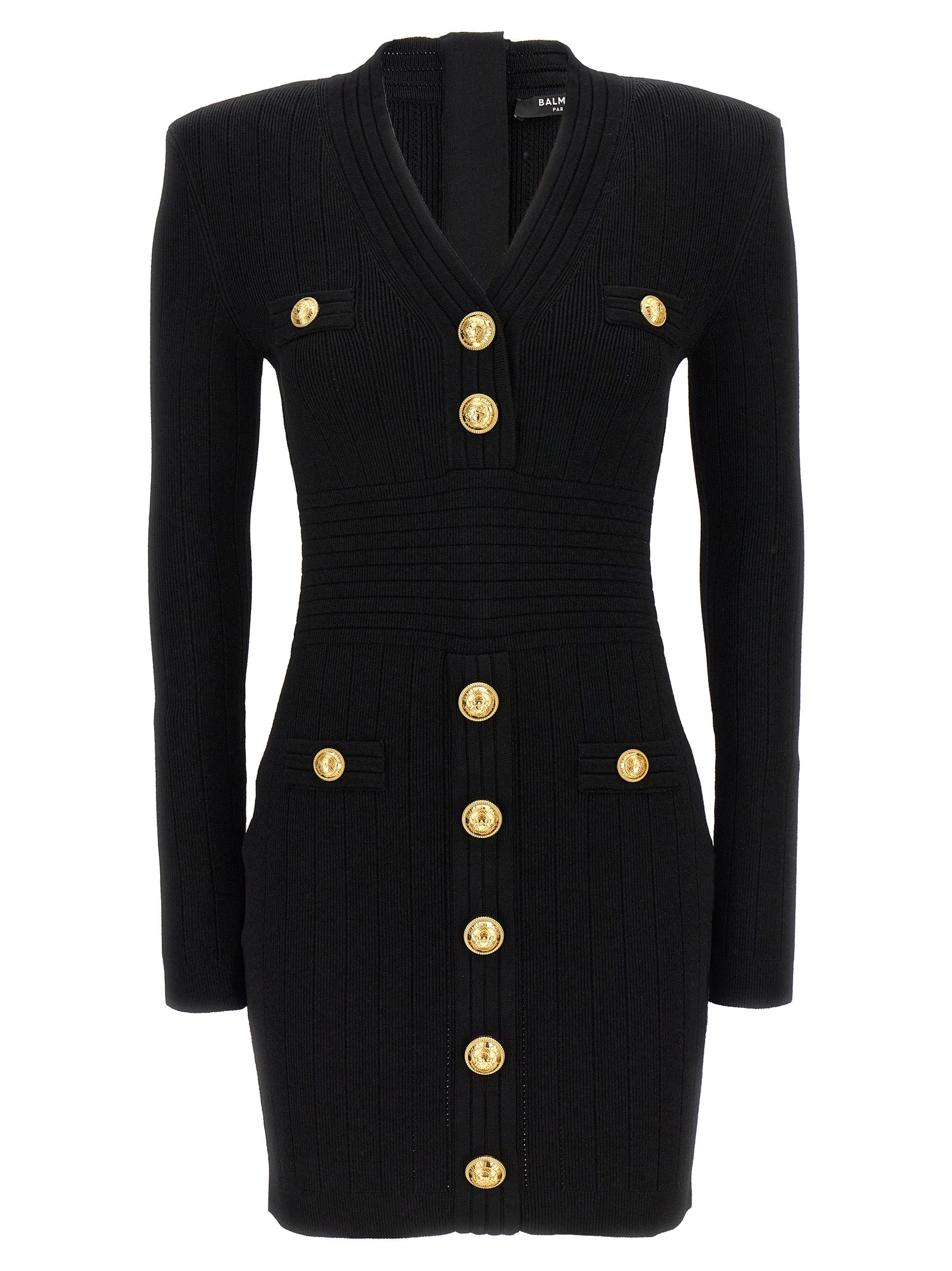 Balmain Logo Button Ribbed Dress