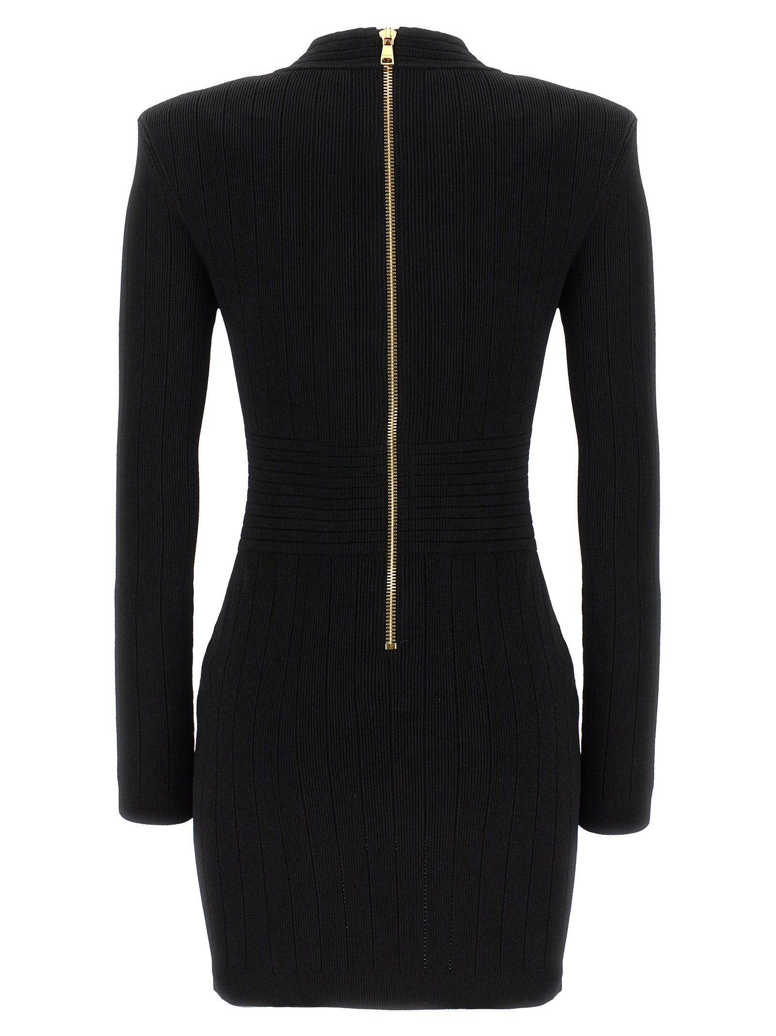 Balmain Logo Button Ribbed Dress