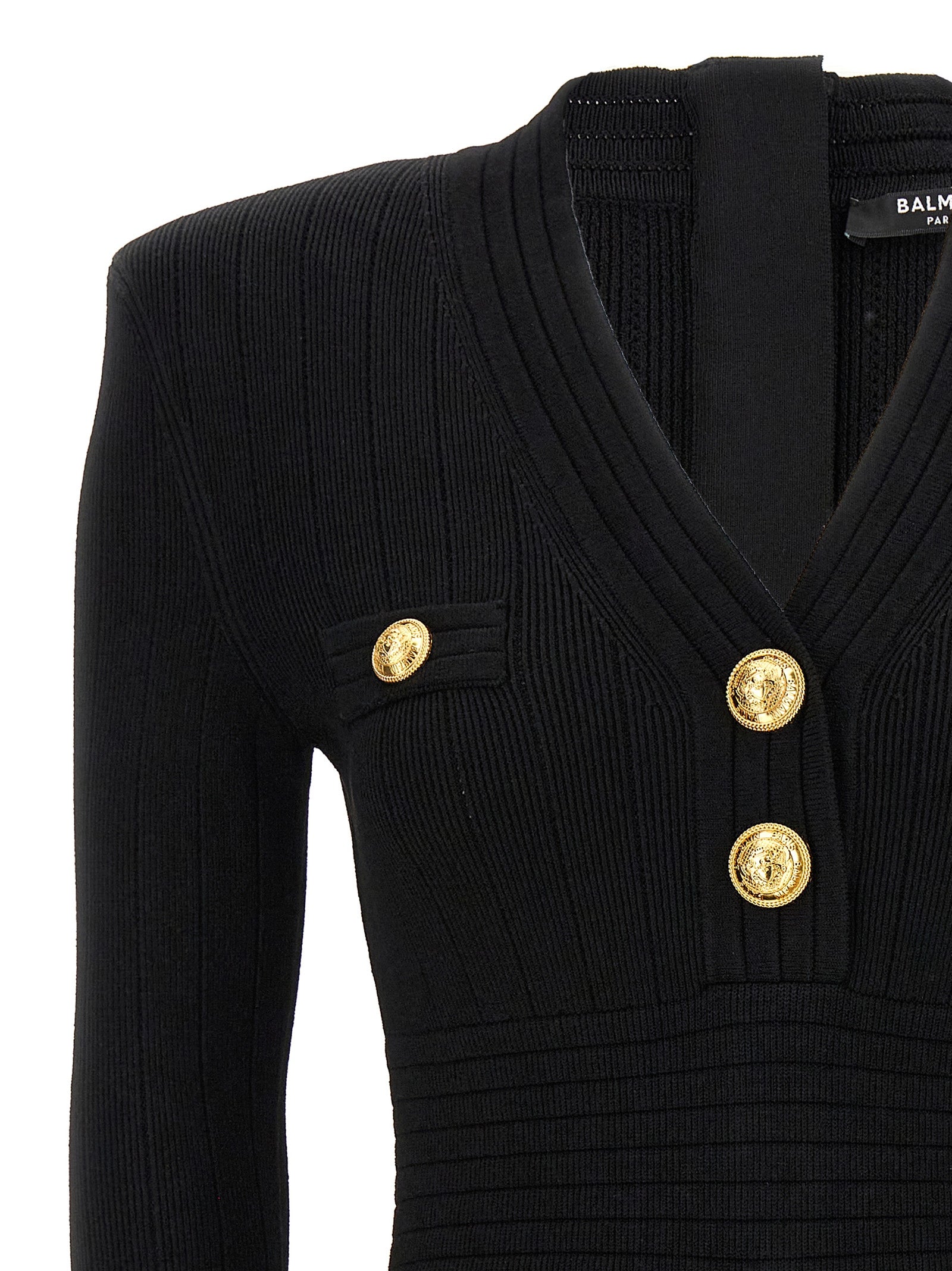 Balmain Logo Button Ribbed Dress