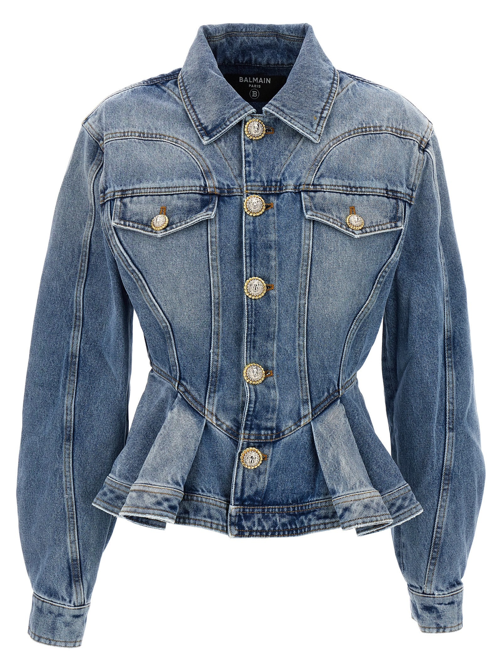 Balmain Peplum Denim Jacket