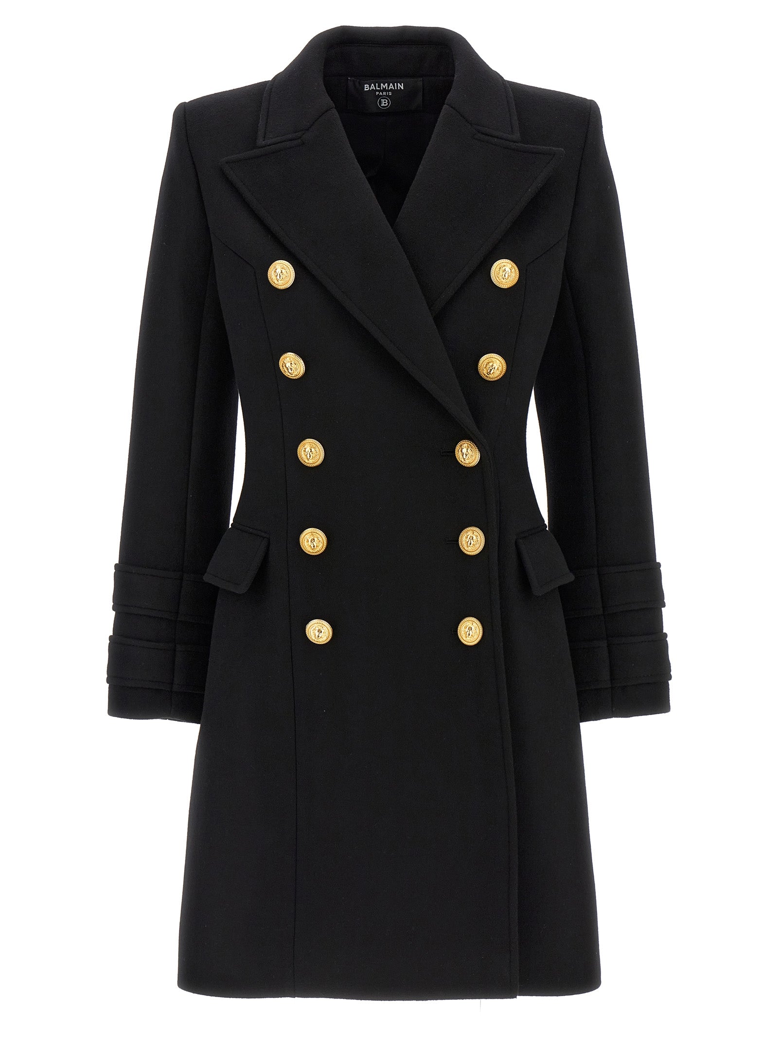 Balmain Logo Button Double-Breasted Coat