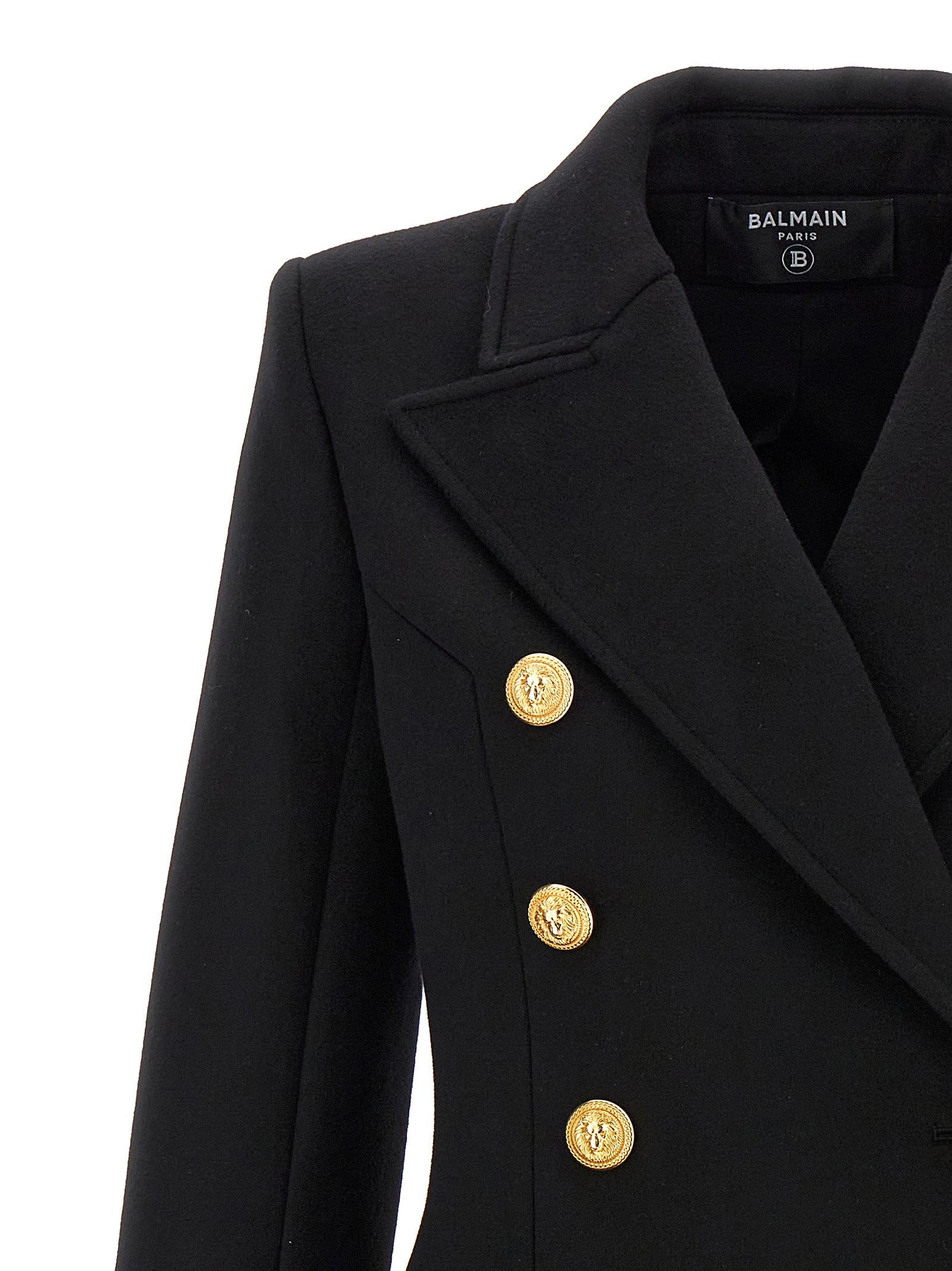 Balmain Logo Button Double-Breasted Coat