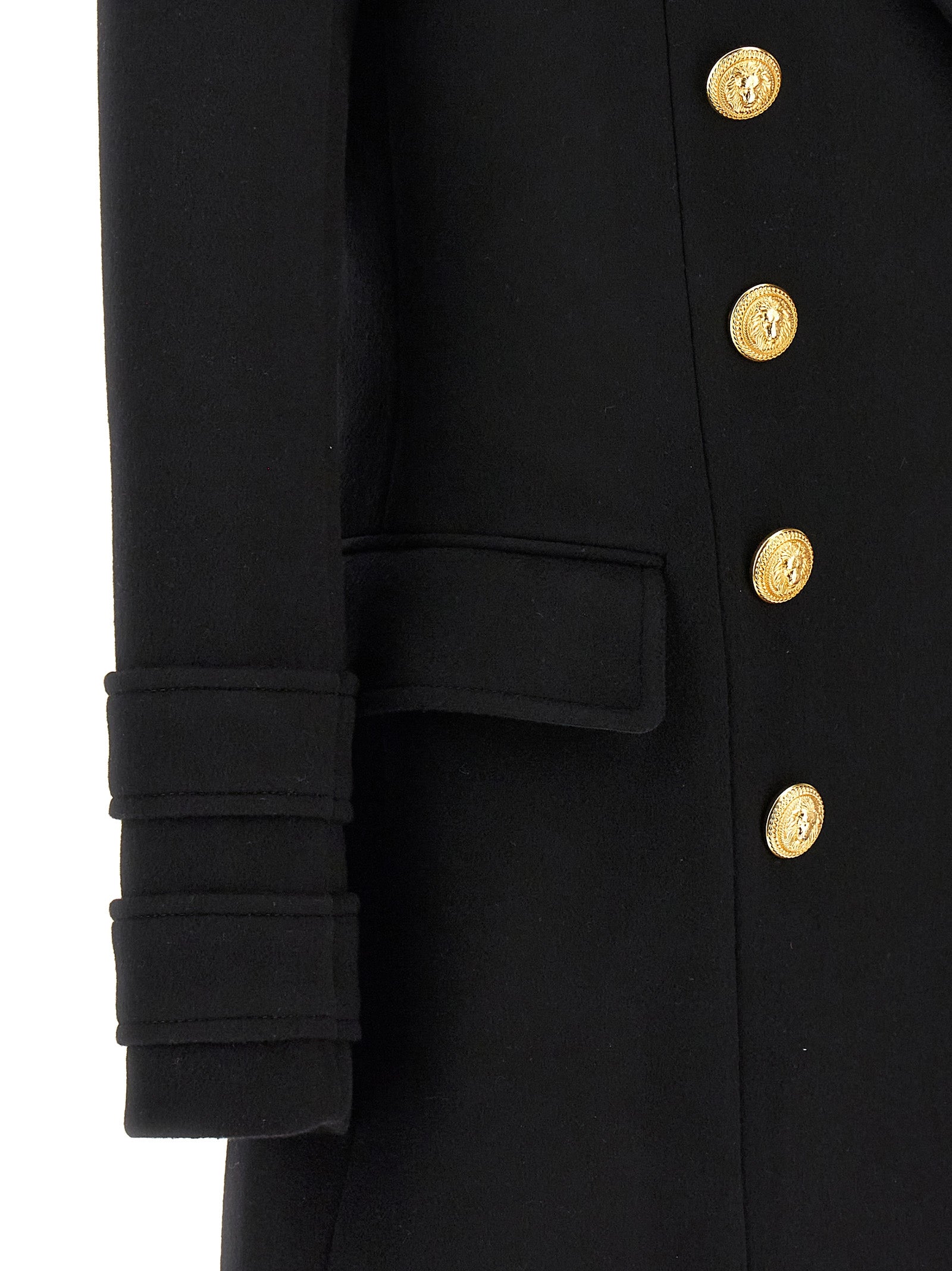 Balmain Logo Button Double-Breasted Coat