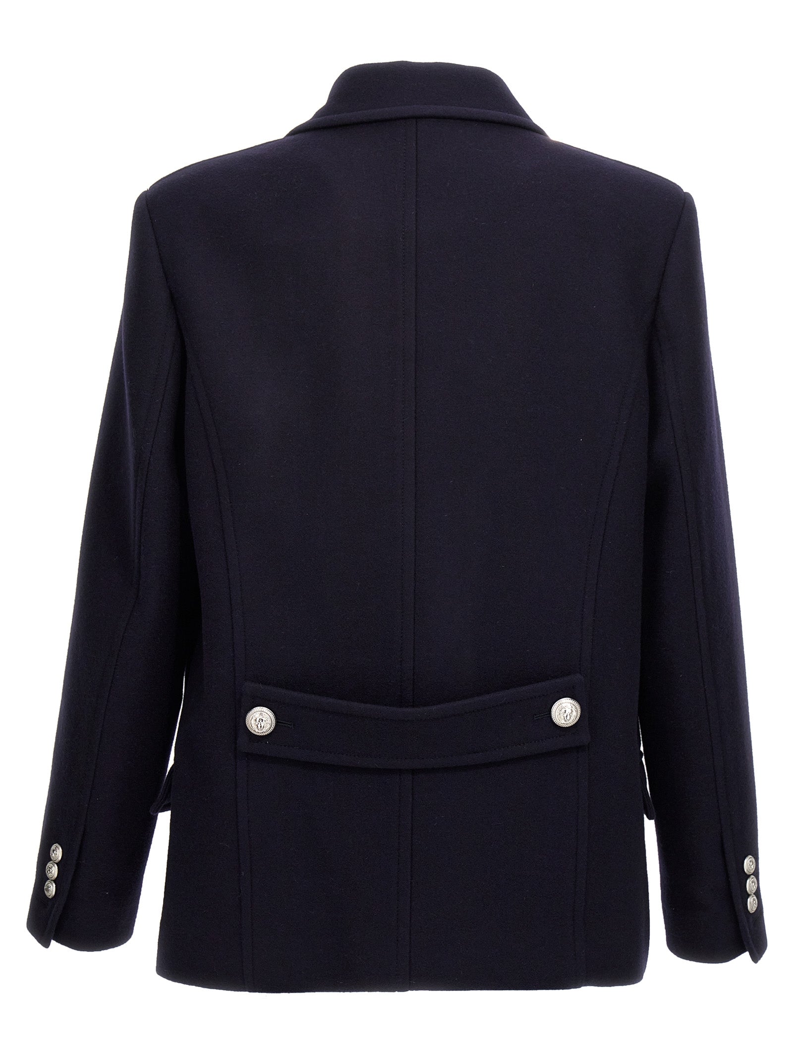 Balmain Double-Breasted Coat With Logo Buttons