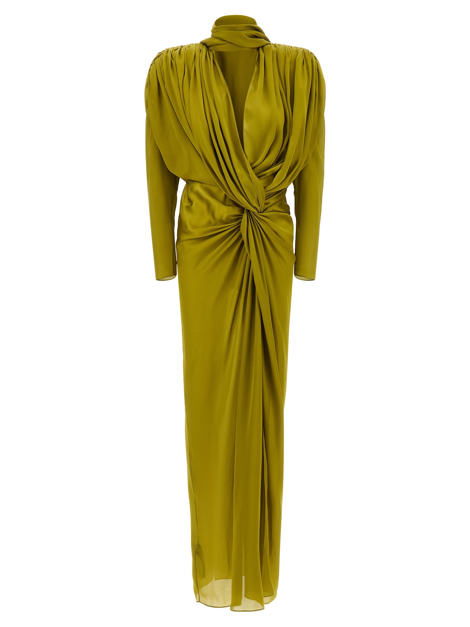 Balmain Draped Silk Dress With Knot