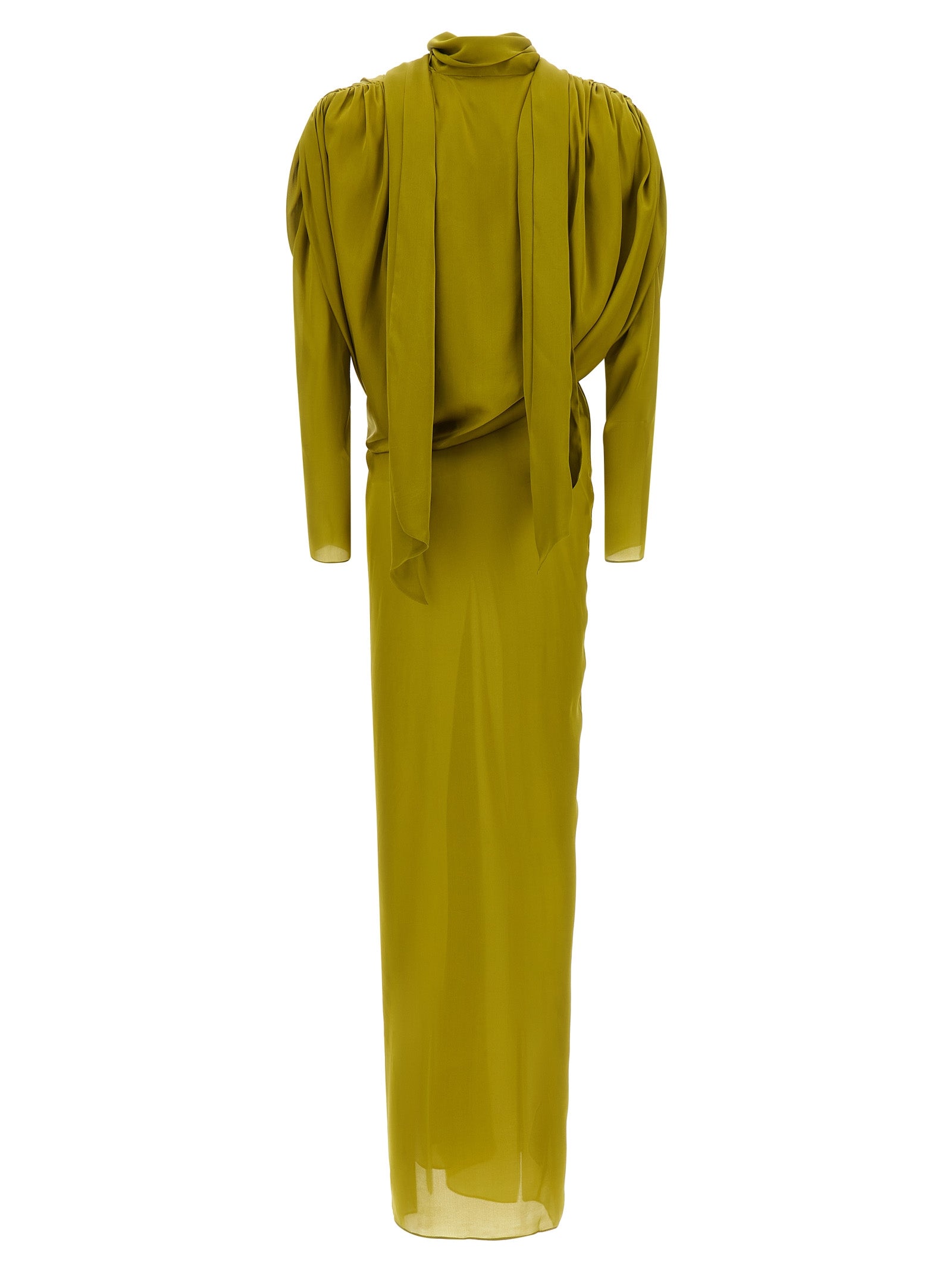 Balmain Draped Silk Dress With Knot