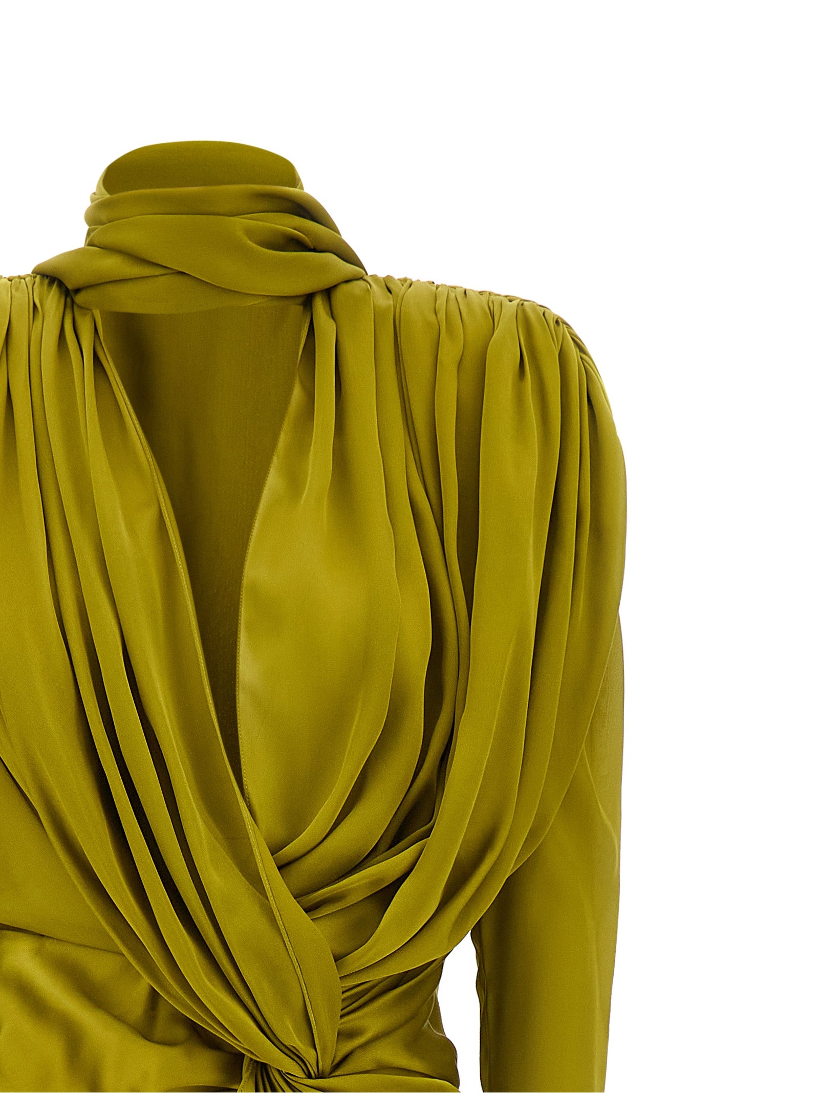 Balmain Draped Silk Dress With Knot