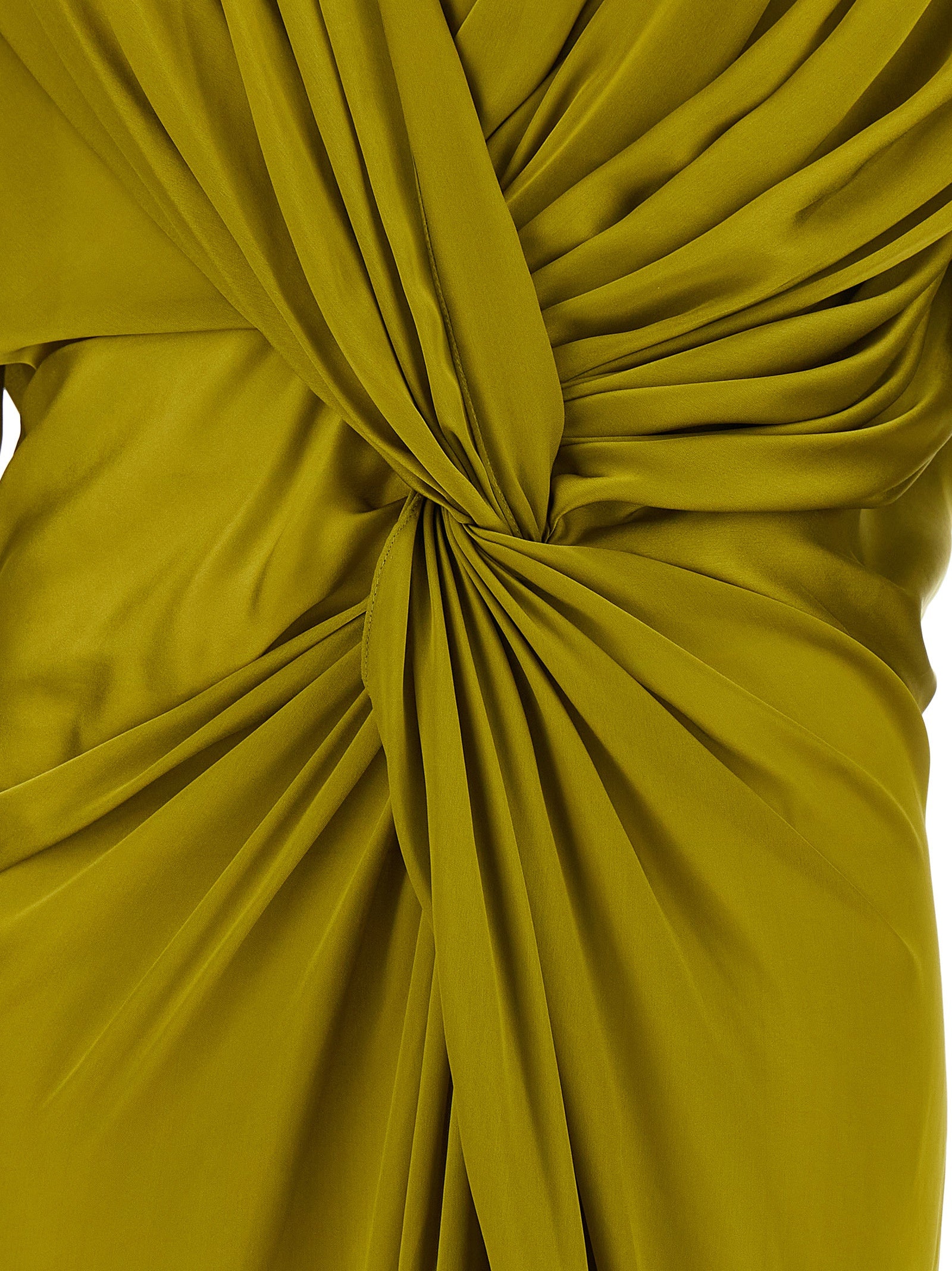 Balmain Draped Silk Dress With Knot